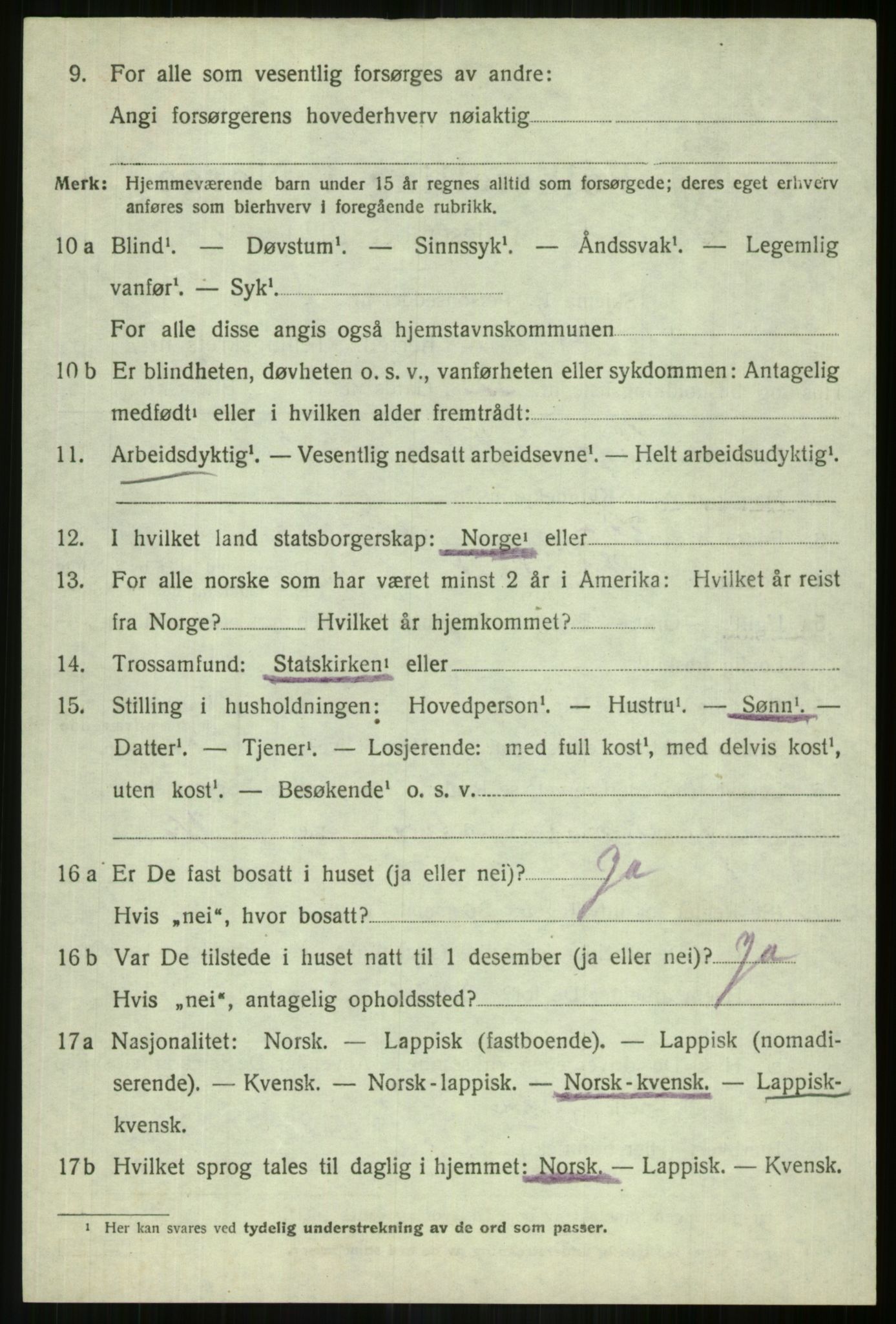 SATØ, 1920 census for Lyngen, 1920, p. 10458