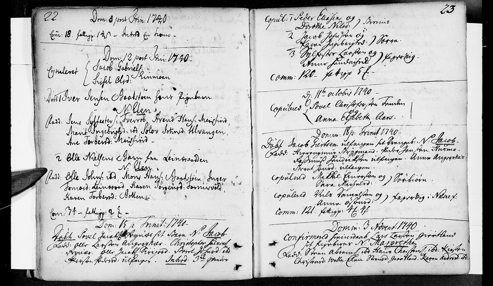 Ministerialprotokoller, klokkerbøker og fødselsregistre - Nordland, SAT/A-1459/830/L0434: Parish register (official) no. 830A03, 1737-1767, p. 22-23