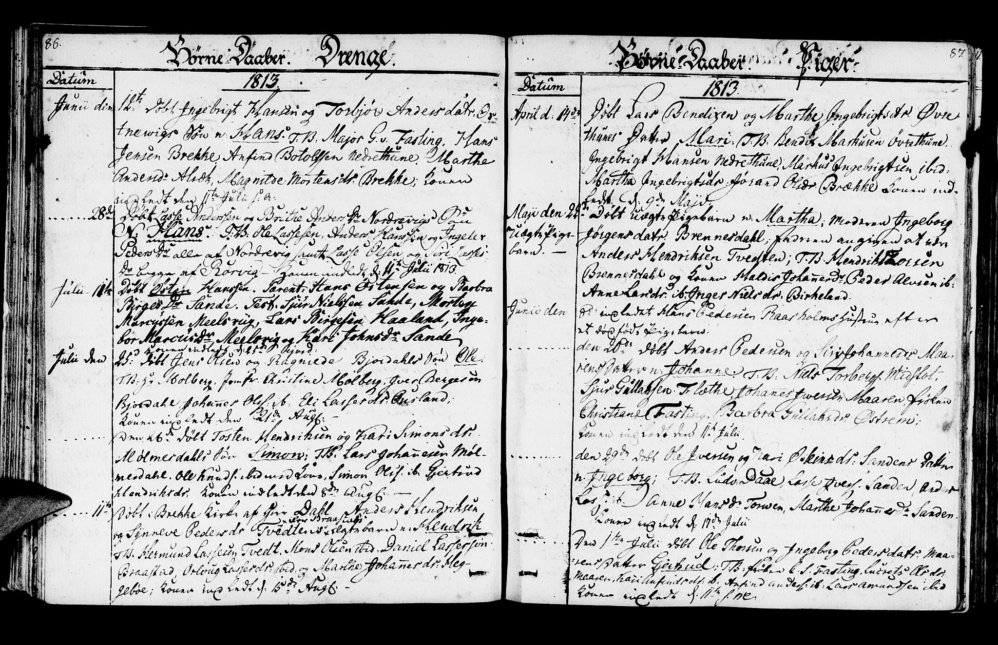 Lavik sokneprestembete, AV/SAB-A-80901: Parish register (official) no. A 1, 1809-1822, p. 86-87