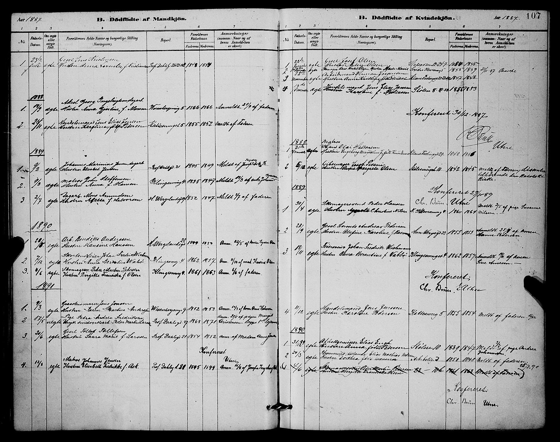 Mariakirken Sokneprestembete, SAB/A-76901/H/Hab/L0004: Parish register (copy) no. A 4, 1878-1892, p. 107