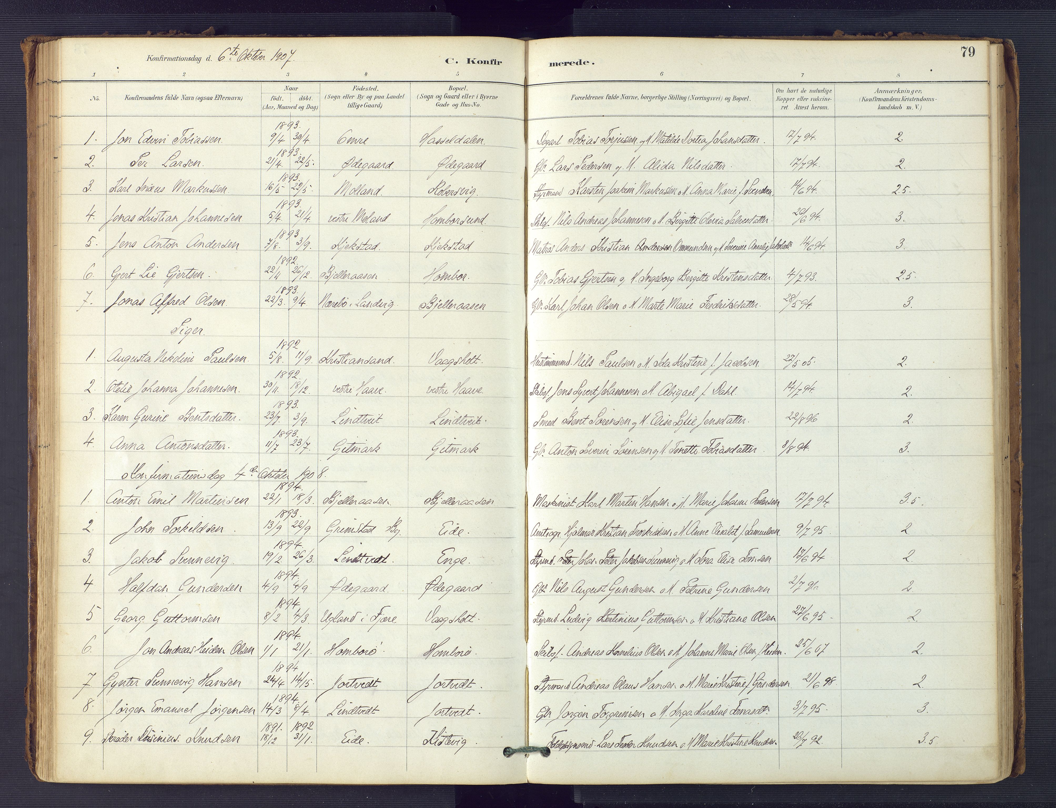 Hommedal sokneprestkontor, SAK/1111-0023/F/Fa/Faa/L0003: Parish register (official) no. A 3, 1885-1916, p. 79