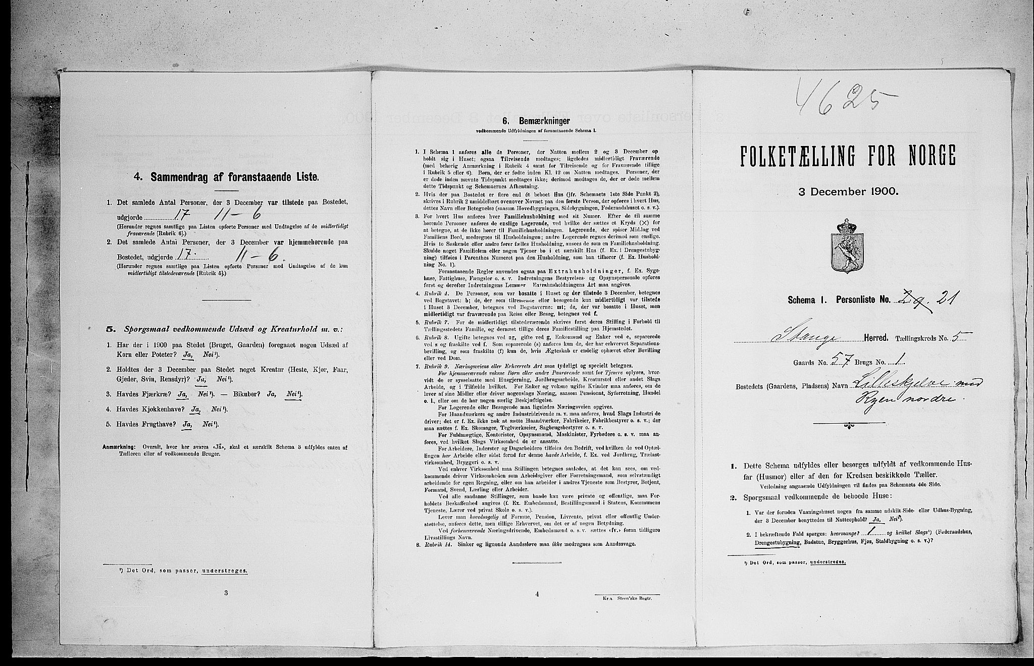 SAH, 1900 census for Stange, 1900, p. 1027