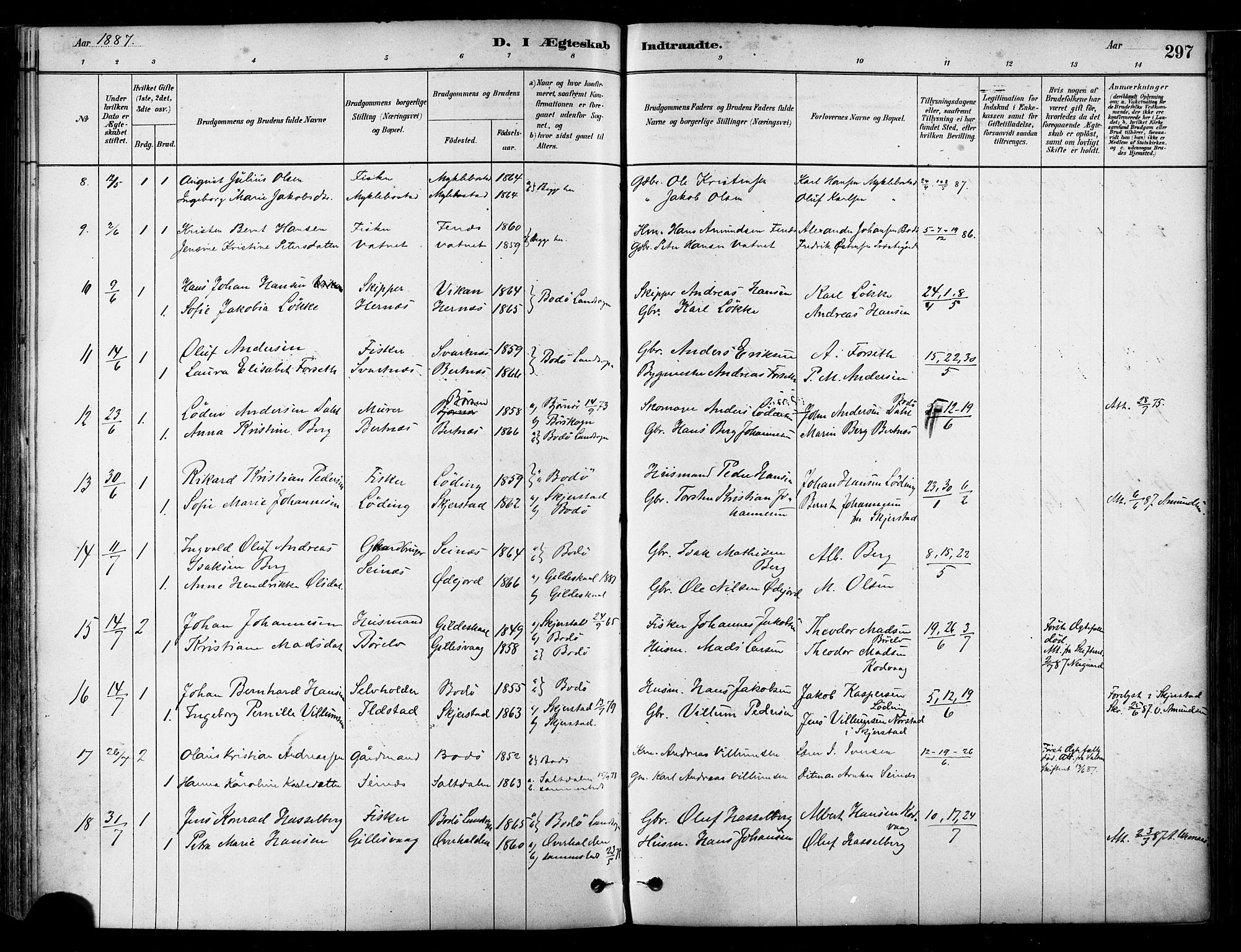 Ministerialprotokoller, klokkerbøker og fødselsregistre - Nordland, SAT/A-1459/802/L0054: Parish register (official) no. 802A01, 1879-1893, p. 297