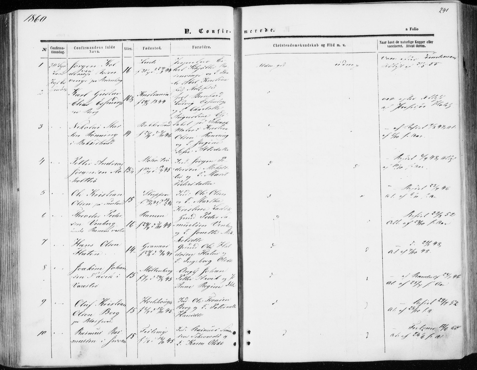 Ministerialprotokoller, klokkerbøker og fødselsregistre - Sør-Trøndelag, SAT/A-1456/606/L0292: Parish register (official) no. 606A07, 1856-1865, p. 241