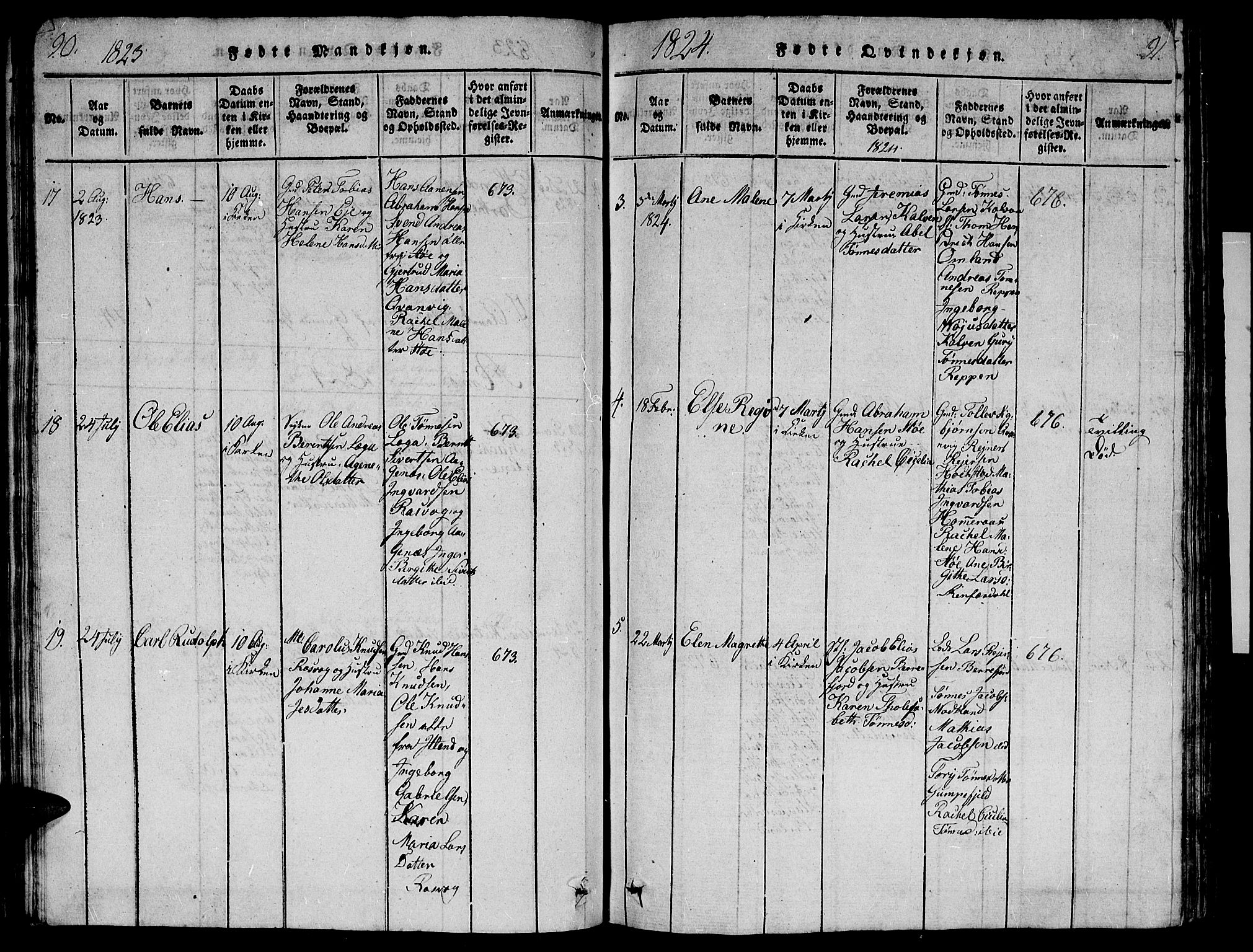 Flekkefjord sokneprestkontor, SAK/1111-0012/F/Fb/Fbb/L0001: Parish register (copy) no. B 1, 1815-1830, p. 90-91