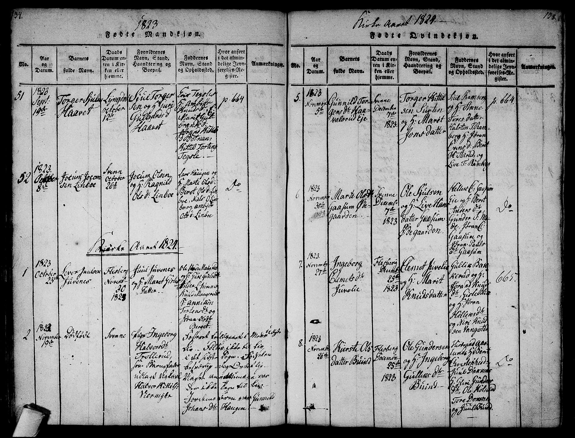 Flesberg kirkebøker, AV/SAKO-A-18/F/Fa/L0005: Parish register (official) no. I 5, 1816-1834, p. 137-138