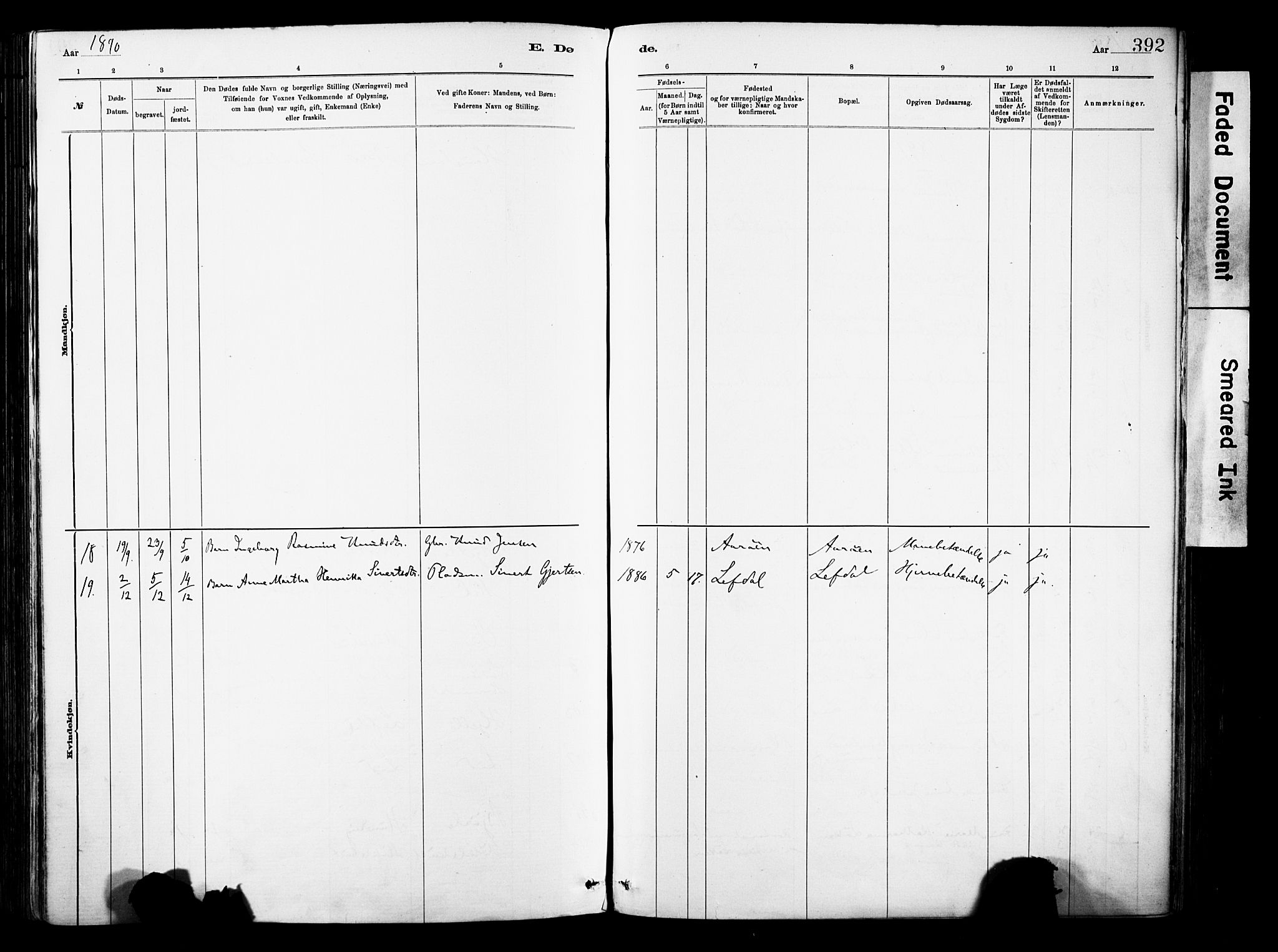 Eid sokneprestembete, AV/SAB-A-82301/H/Haa/Haab/L0001: Parish register (official) no. B 1, 1879-1906, p. 392