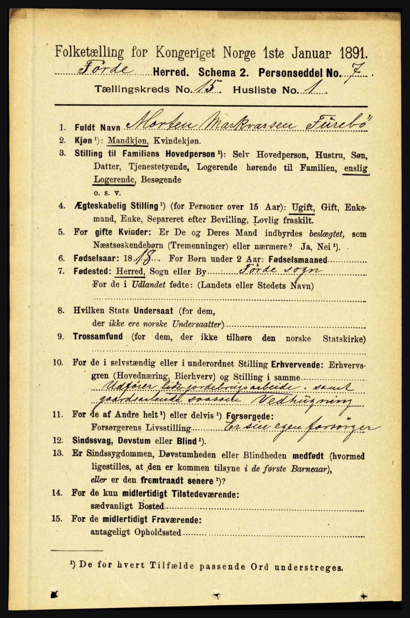 RA, 1891 census for 1432 Førde, 1891, p. 5561