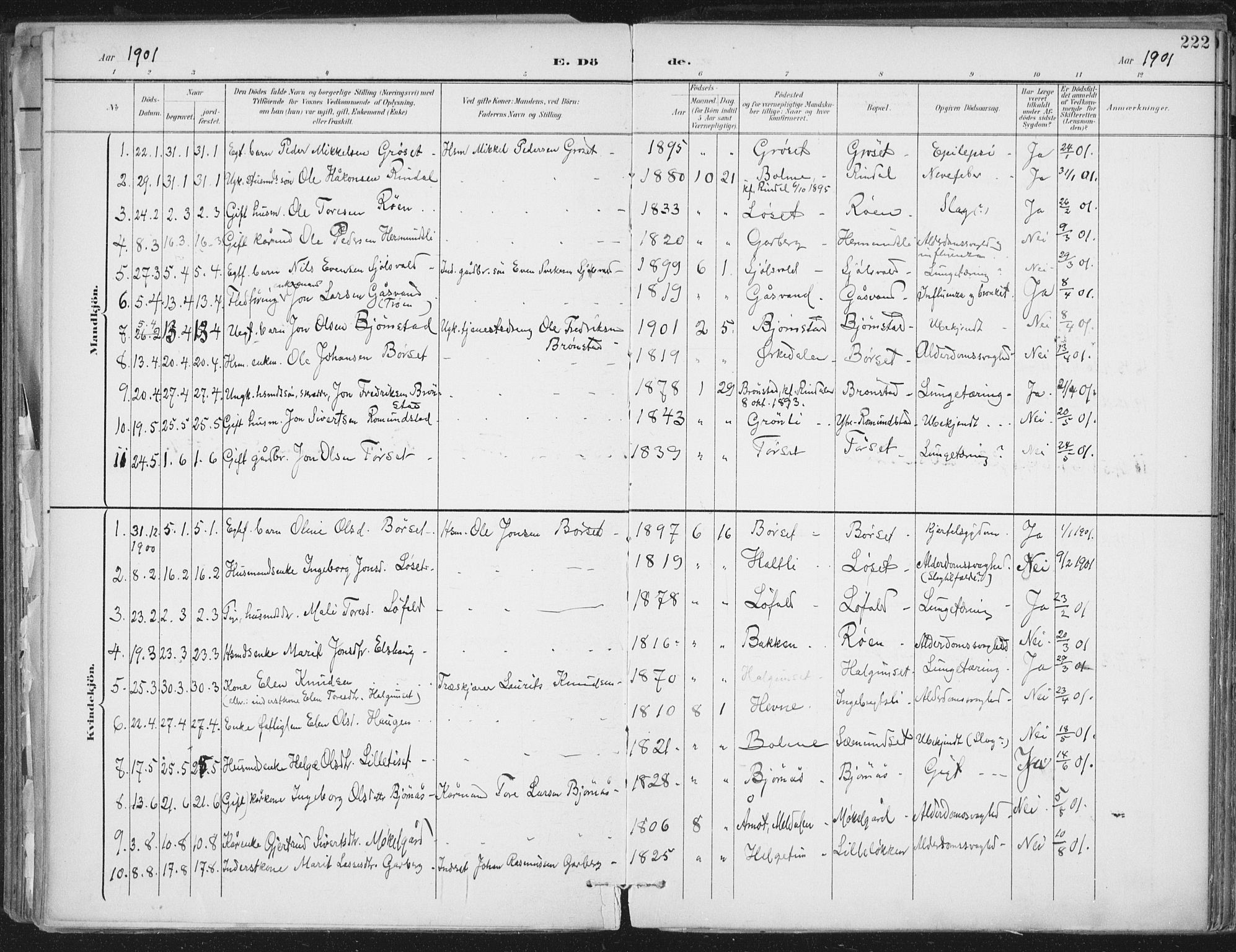 Ministerialprotokoller, klokkerbøker og fødselsregistre - Møre og Romsdal, SAT/A-1454/598/L1072: Parish register (official) no. 598A06, 1896-1910, p. 222