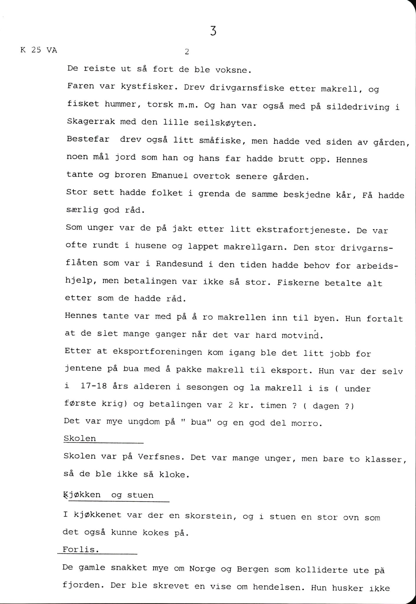 Hartvig W. Dannevig, AV/SAK-D/0508/F/Fb/L0012C: Katalog og sammendrag over Hartvig Dannevigs samling av intervjuer om kystkultur på Agder, 1964-1972, p. 3