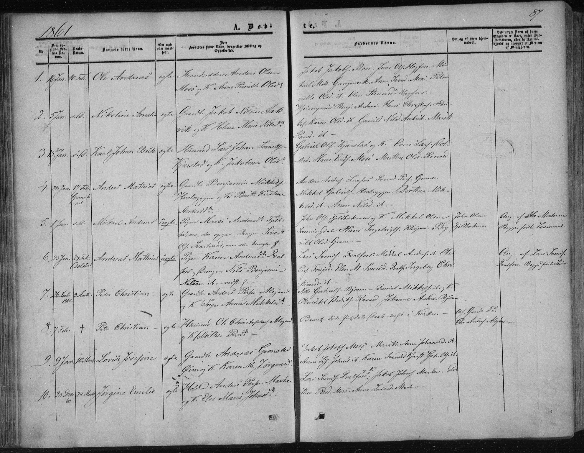 Ministerialprotokoller, klokkerbøker og fødselsregistre - Nordland, SAT/A-1459/820/L0293: Parish register (official) no. 820A14, 1855-1865, p. 87