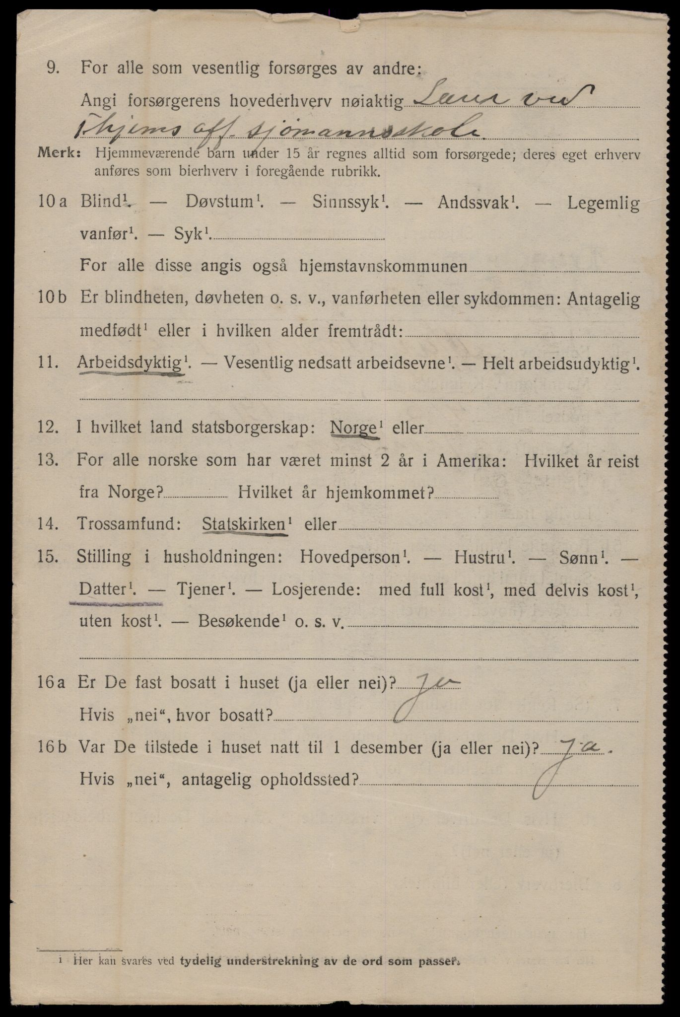 SAT, 1920 census for Trondheim, 1920, p. 81101