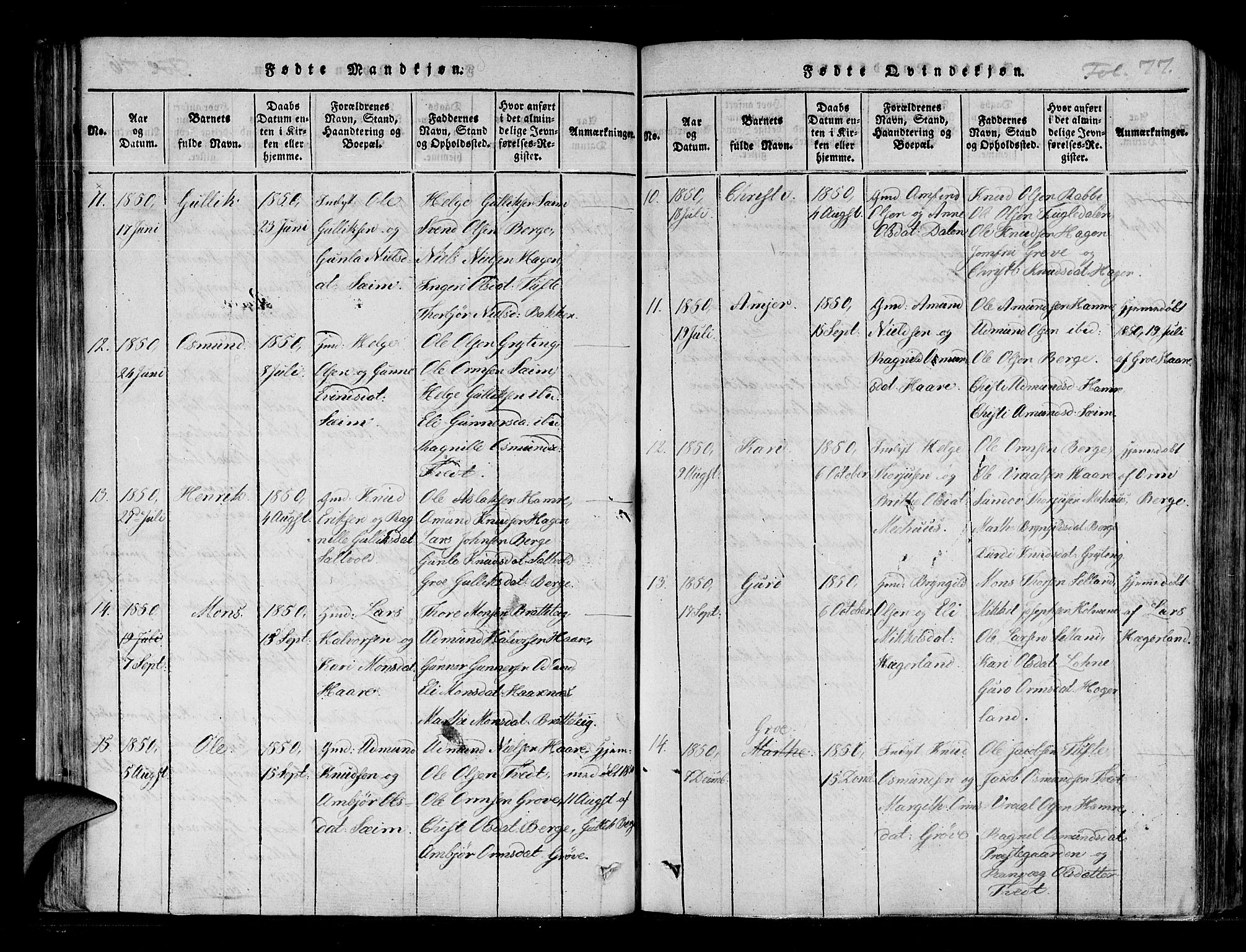 Røldal sokneprestembete, AV/SAB-A-100247: Parish register (official) no. A 2, 1817-1856, p. 77