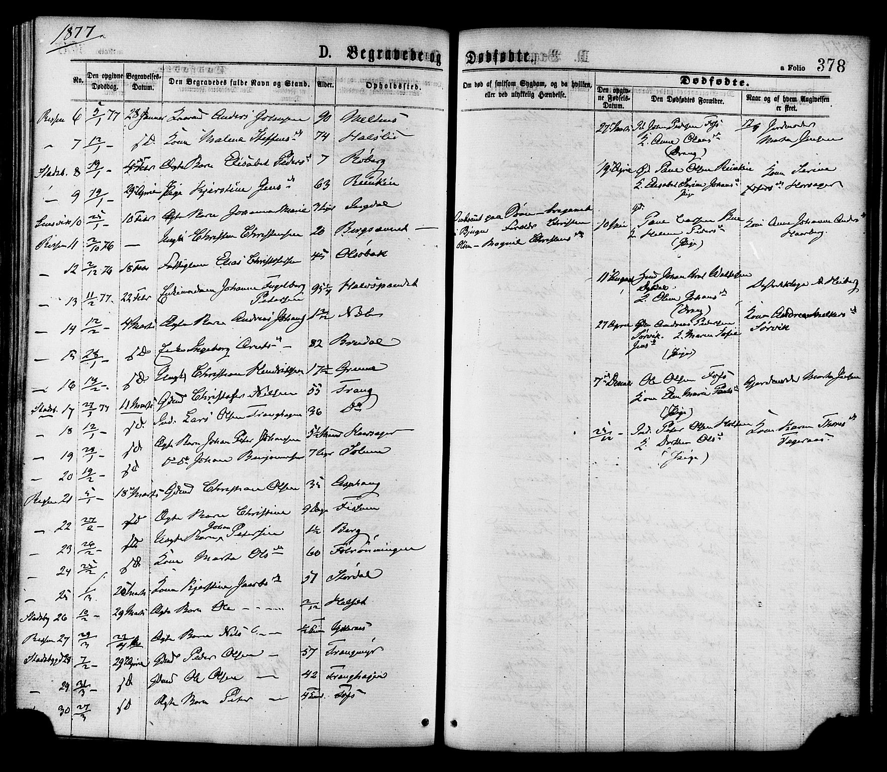 Ministerialprotokoller, klokkerbøker og fødselsregistre - Sør-Trøndelag, SAT/A-1456/646/L0613: Parish register (official) no. 646A11, 1870-1884, p. 378