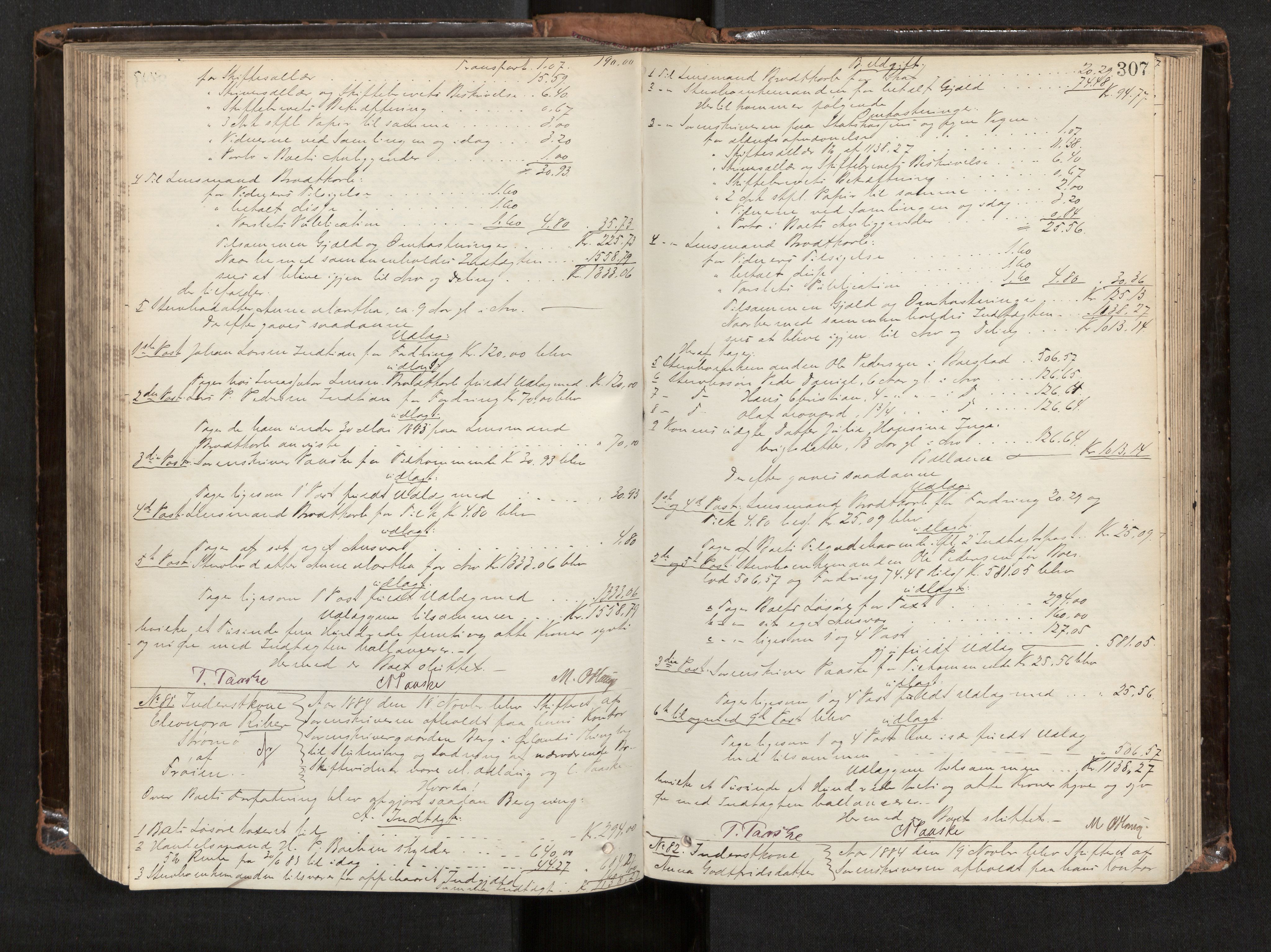 Fosen sorenskriveri, AV/SAT-A-1107/1/3/3A/L0027: Skifteutlodningsprotokoll nr. 6, 1880-1887, p. 307
