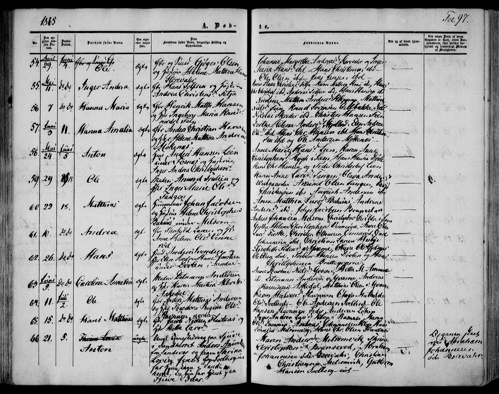 Stokke kirkebøker, AV/SAKO-A-320/F/Fa/L0008: Parish register (official) no. I 8, 1858-1871, p. 97