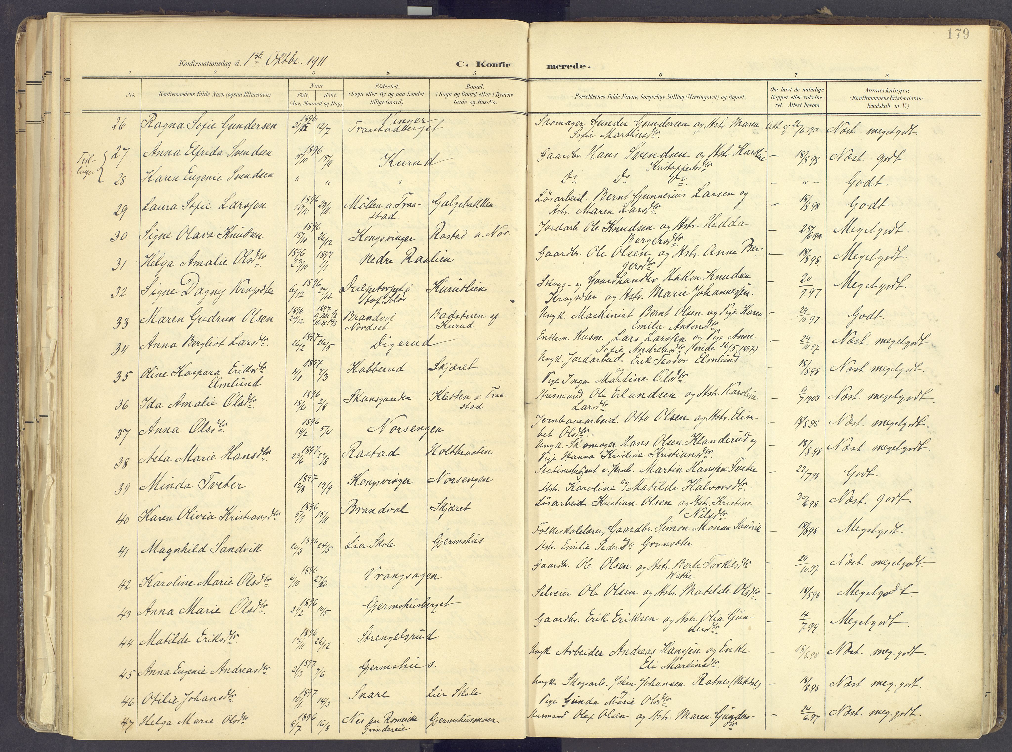 Vinger prestekontor, AV/SAH-PREST-024/H/Ha/Haa/L0017: Parish register (official) no. 17, 1901-1927, p. 179