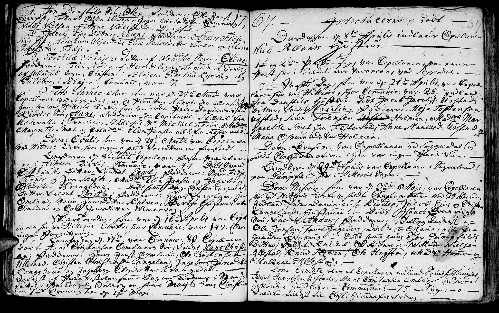 Flekkefjord sokneprestkontor, SAK/1111-0012/F/Fa/Fab/L0001: Parish register (official) no. A 1, 1750-1780, p. 66-67