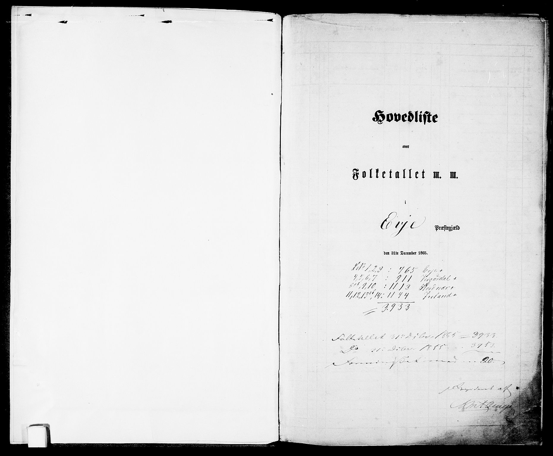 RA, 1865 census for Evje, 1865, p. 5