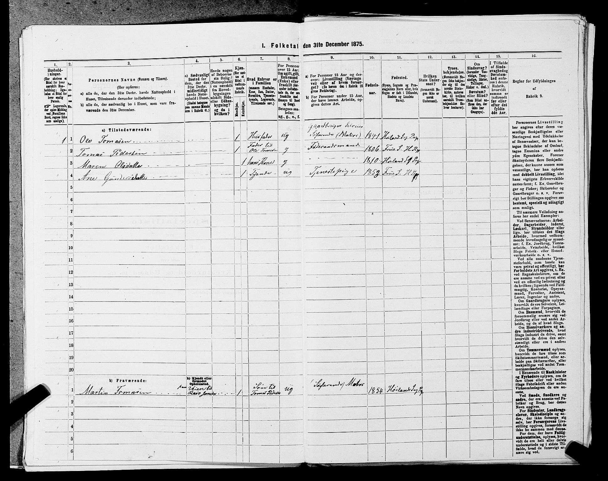 SAST, 1875 census for 1123L Høyland/Høyland, 1875, p. 970