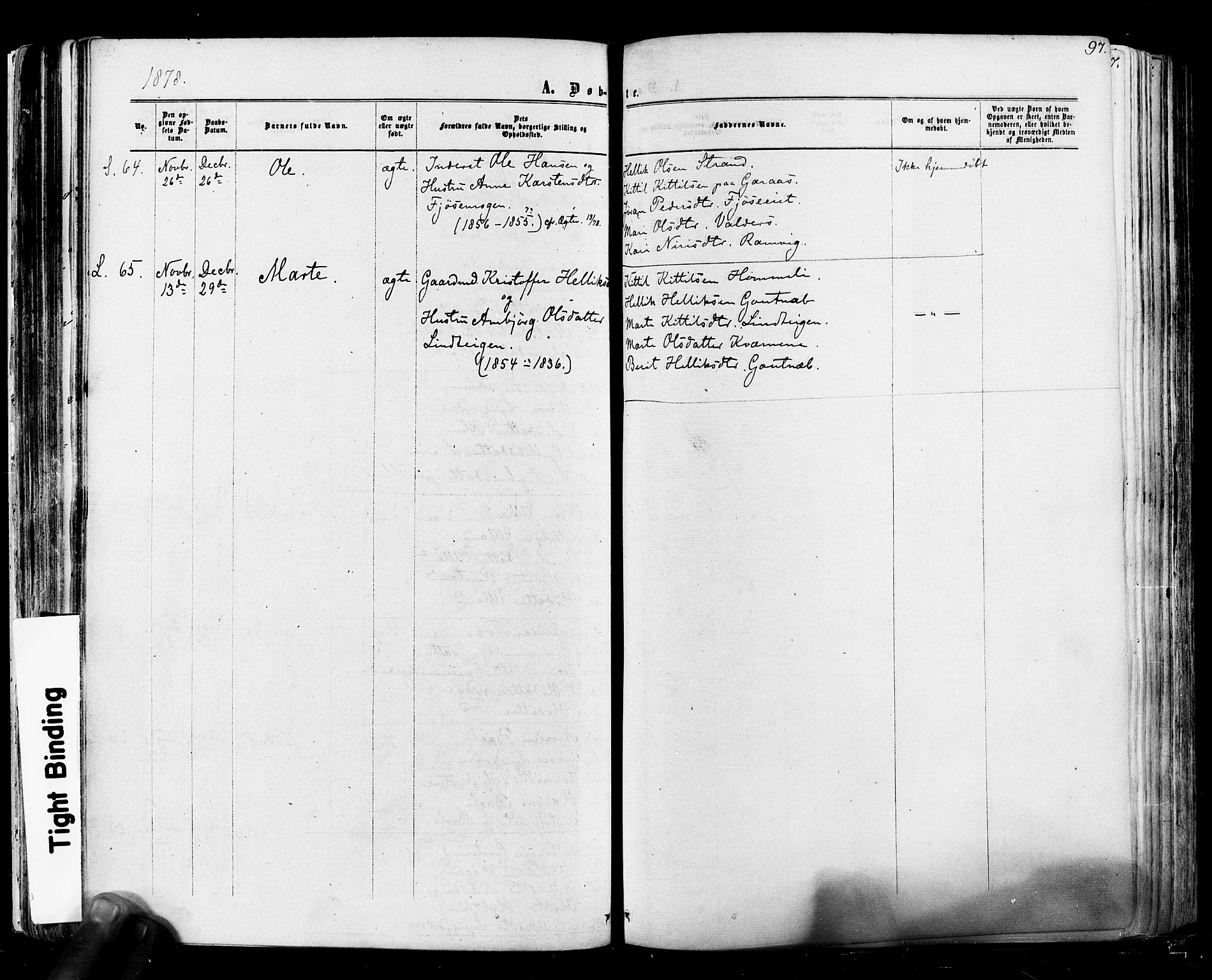 Flesberg kirkebøker, SAKO/A-18/F/Fa/L0007: Parish register (official) no. I 7, 1861-1878, p. 97