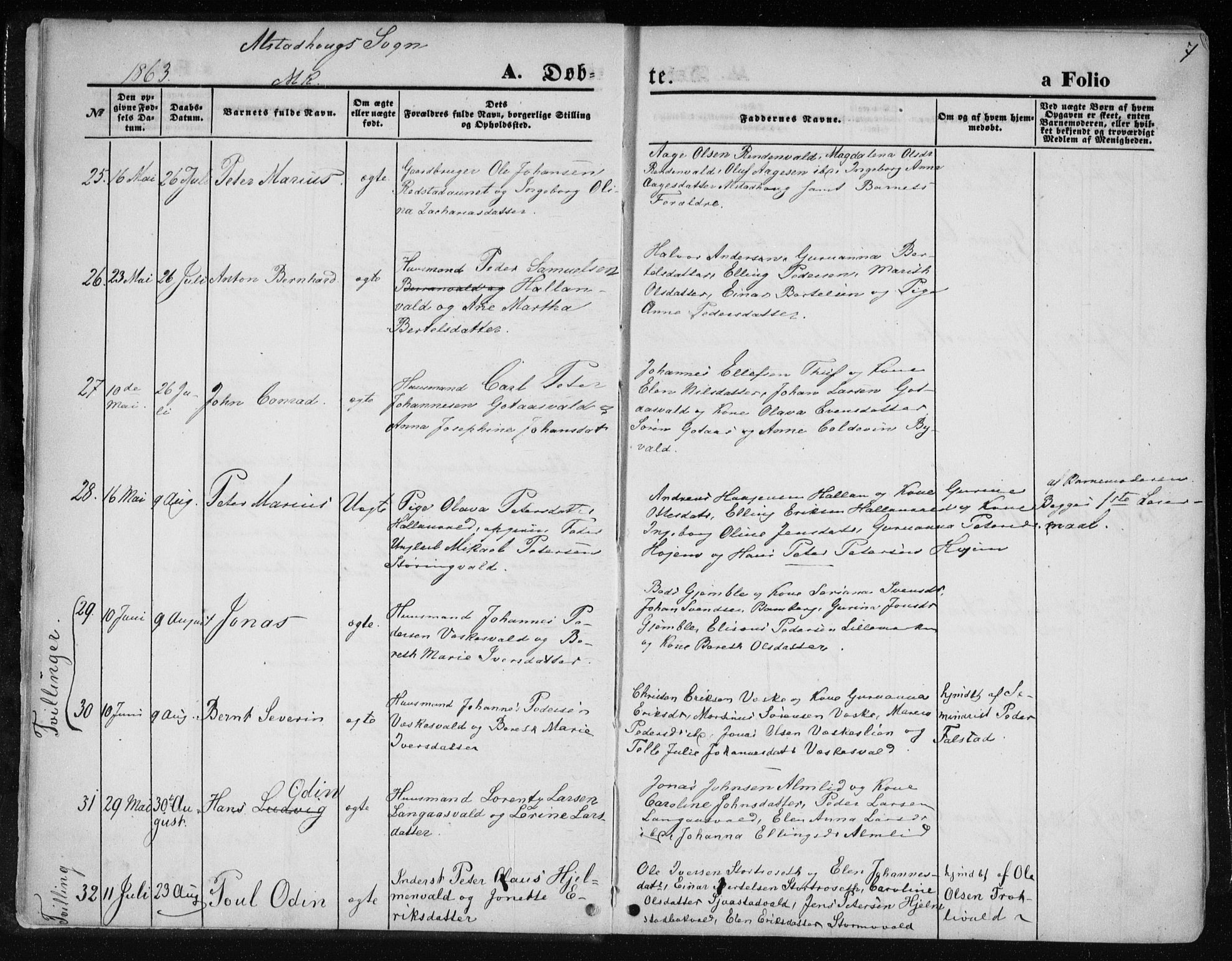 Ministerialprotokoller, klokkerbøker og fødselsregistre - Nord-Trøndelag, AV/SAT-A-1458/717/L0157: Parish register (official) no. 717A08 /1, 1863-1877, p. 7