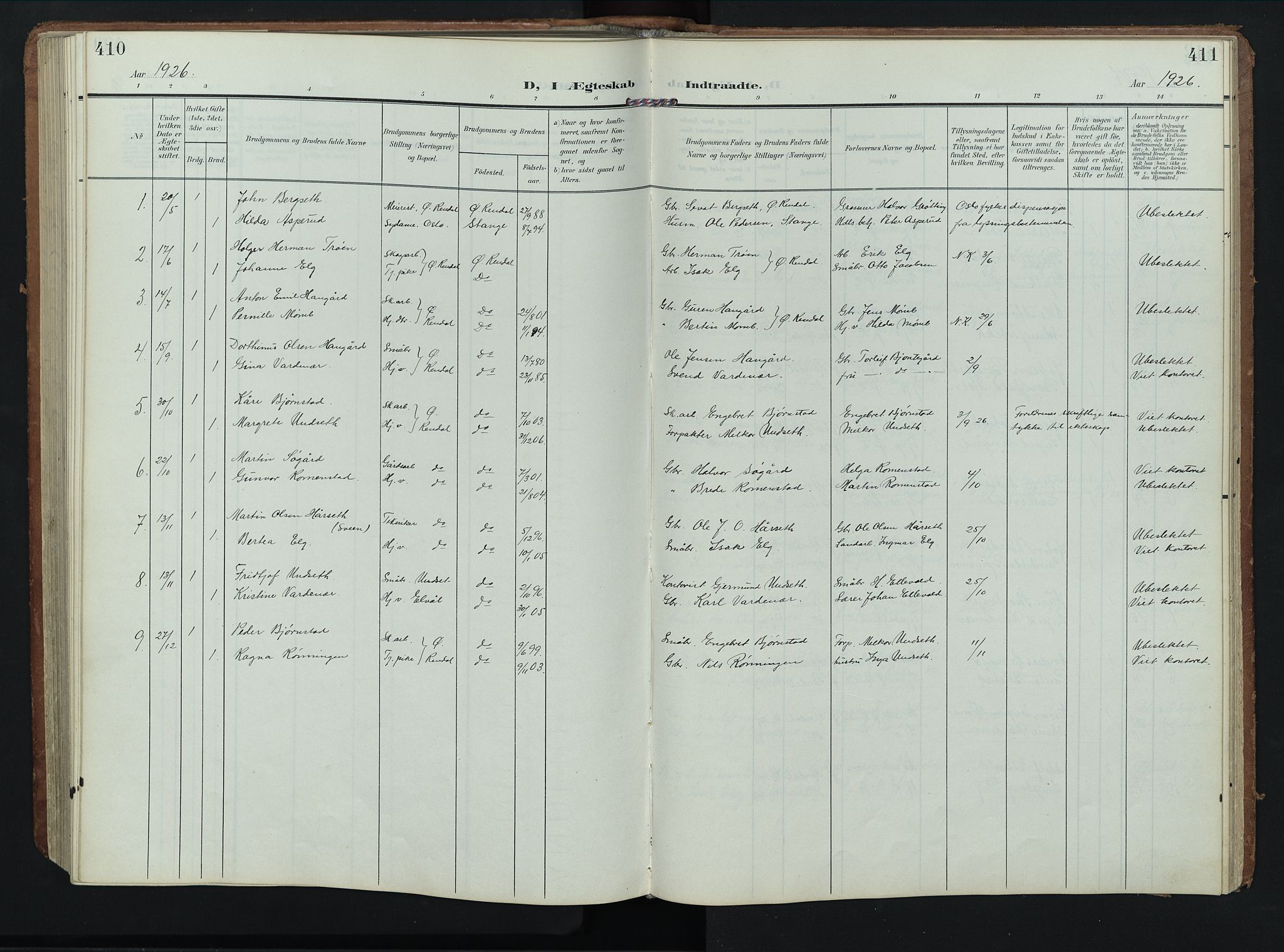 Rendalen prestekontor, SAH/PREST-054/H/Ha/Hab/L0004: Parish register (copy) no. 4, 1904-1946, p. 410-411