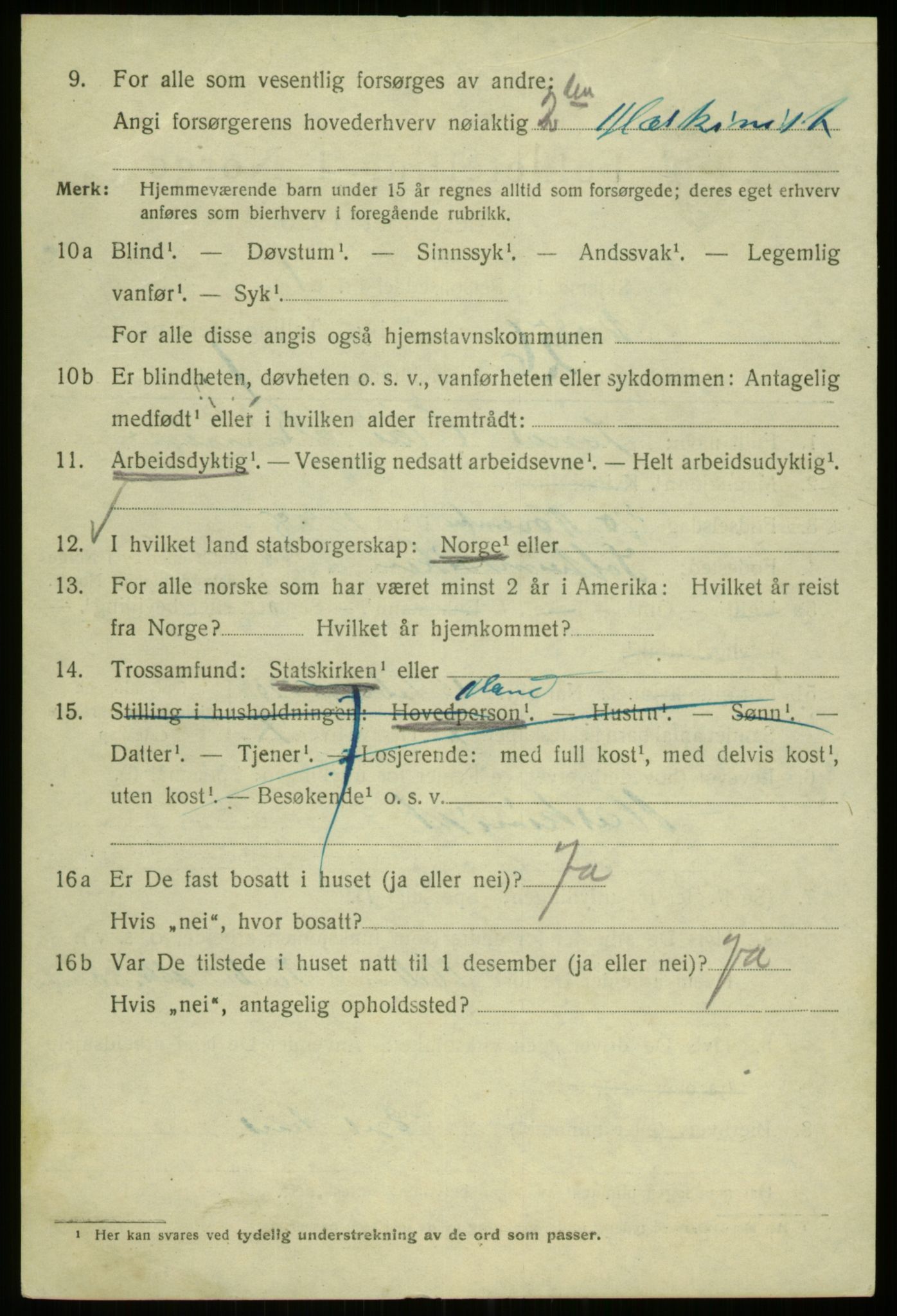 SAB, 1920 census for Bergen, 1920, p. 219384