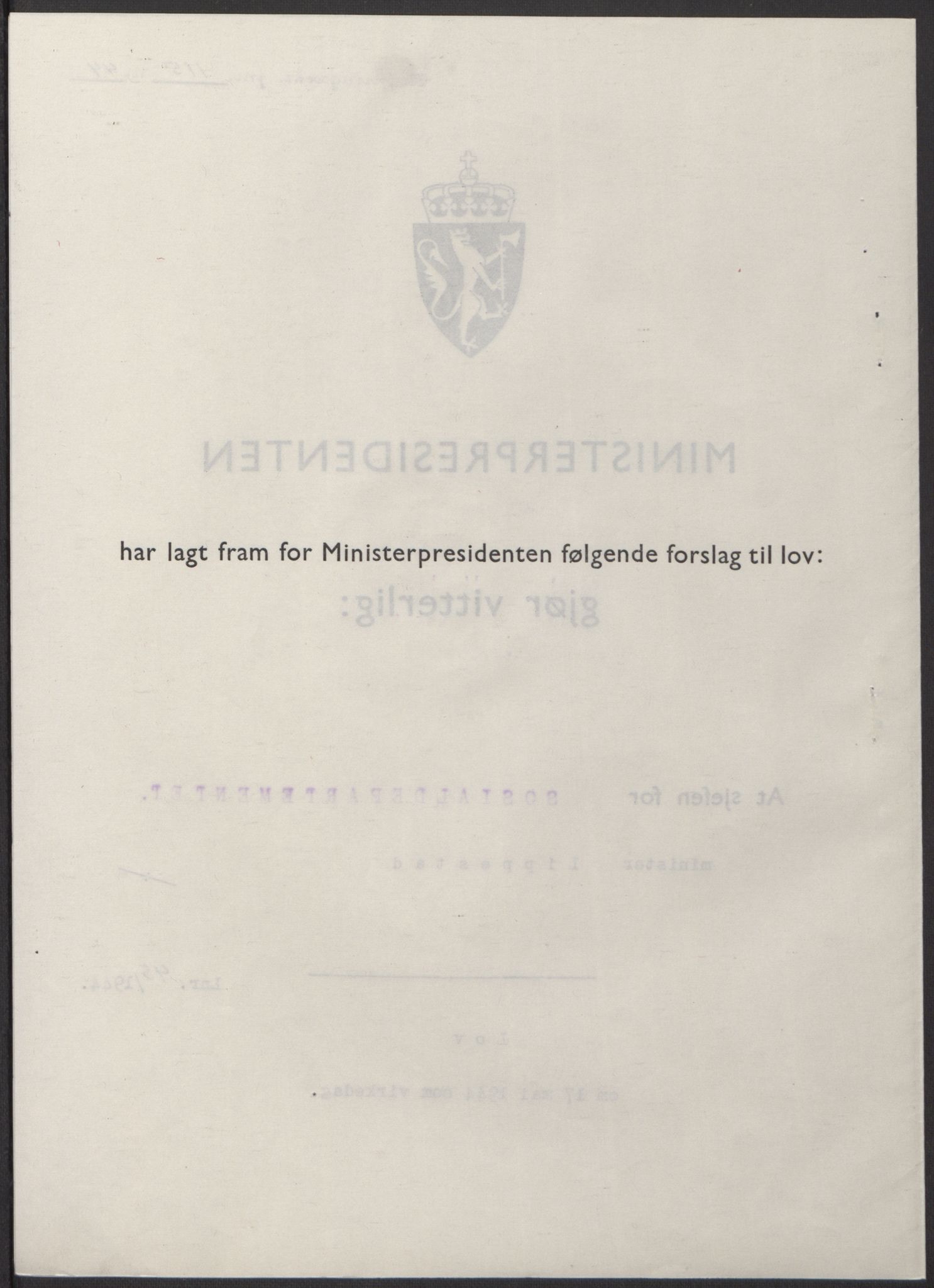 NS-administrasjonen 1940-1945 (Statsrådsekretariatet, de kommisariske statsråder mm), RA/S-4279/D/Db/L0100: Lover, 1944, p. 214