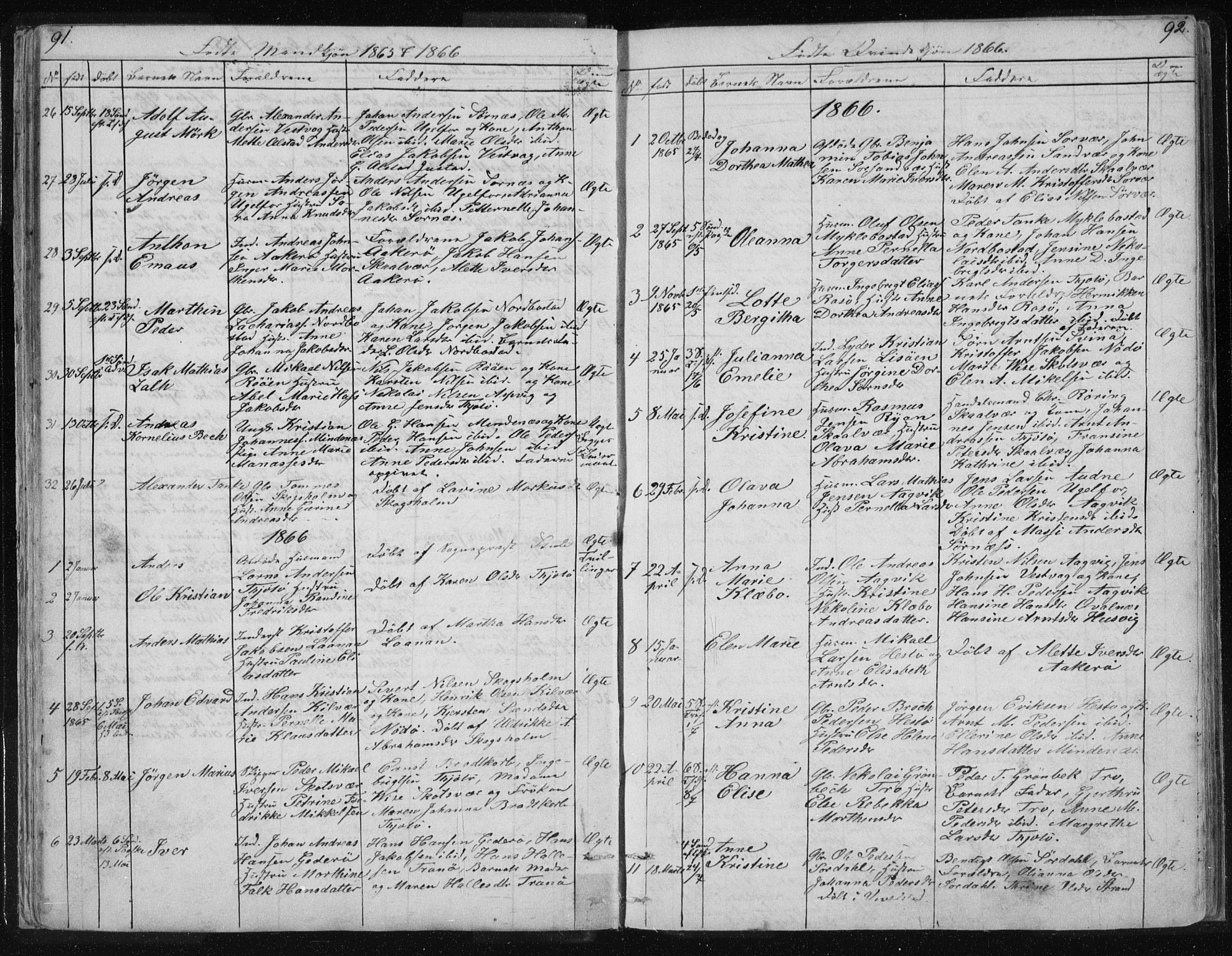 Ministerialprotokoller, klokkerbøker og fødselsregistre - Nordland, AV/SAT-A-1459/817/L0266: Parish register (copy) no. 817C01, 1841-1869, p. 91-92