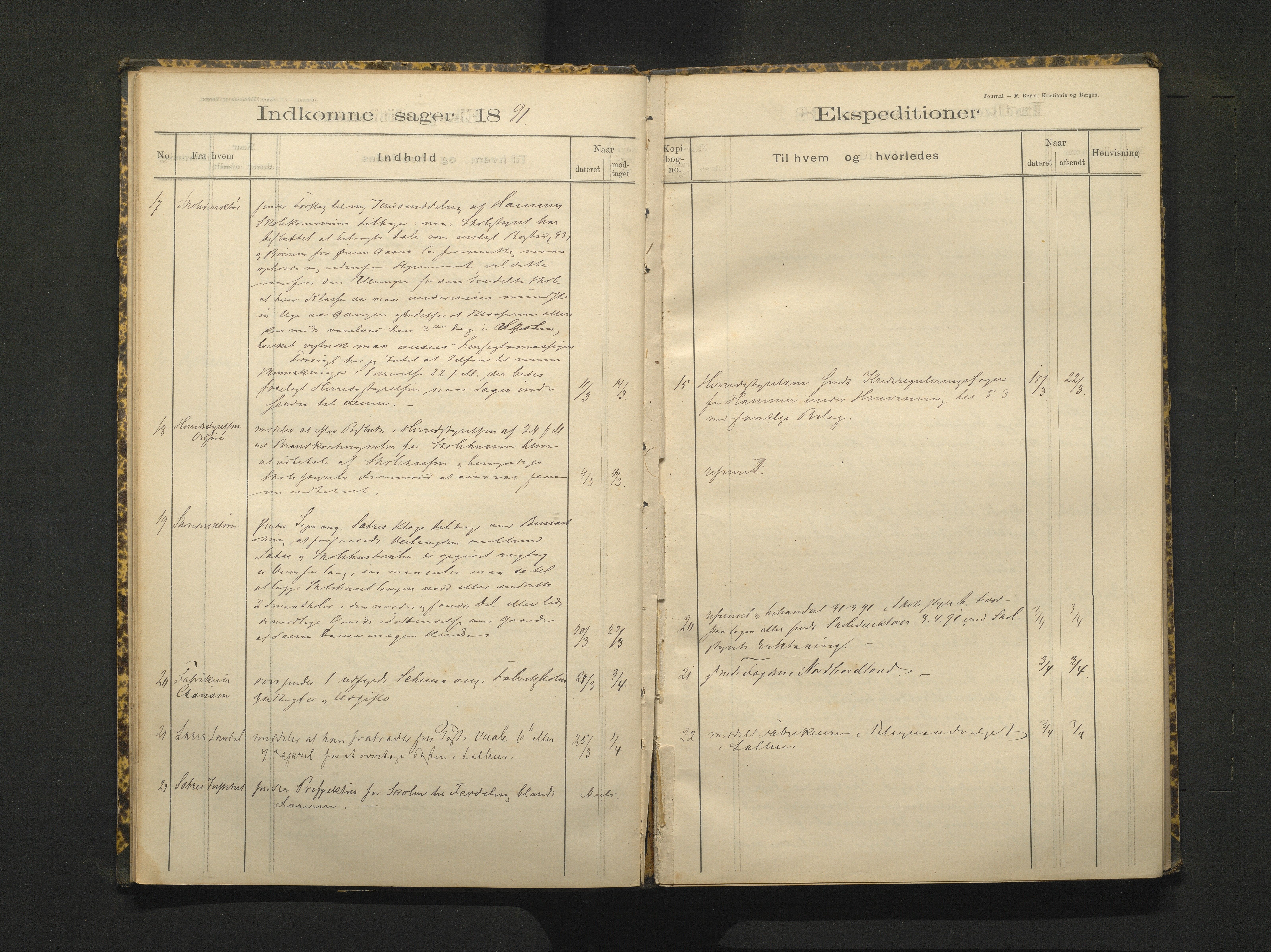 Hamre kommune. Skulestyret, IKAH/1254-211/C/Ca/L0002: Postjournal for Hamre skulestyre, 1890-1901