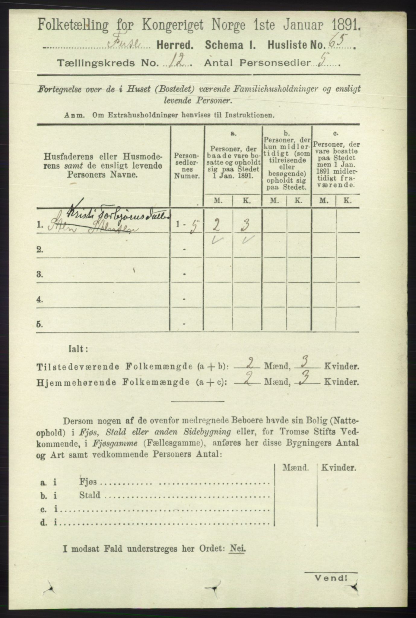 RA, 1891 census for 1241 Fusa, 1891, p. 2365