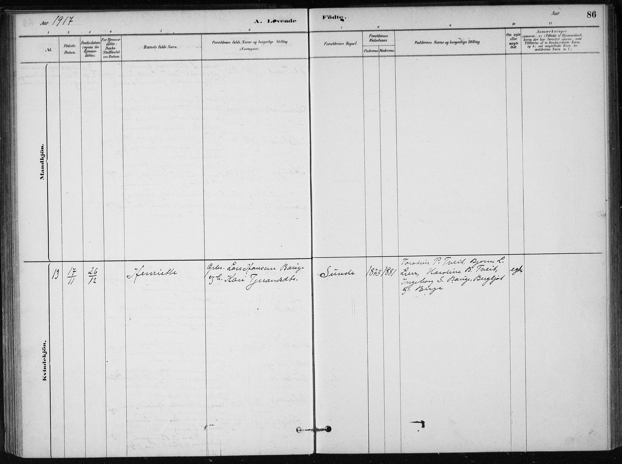 Skånevik sokneprestembete, AV/SAB-A-77801/H/Haa: Parish register (official) no. C  1, 1879-1917, p. 86