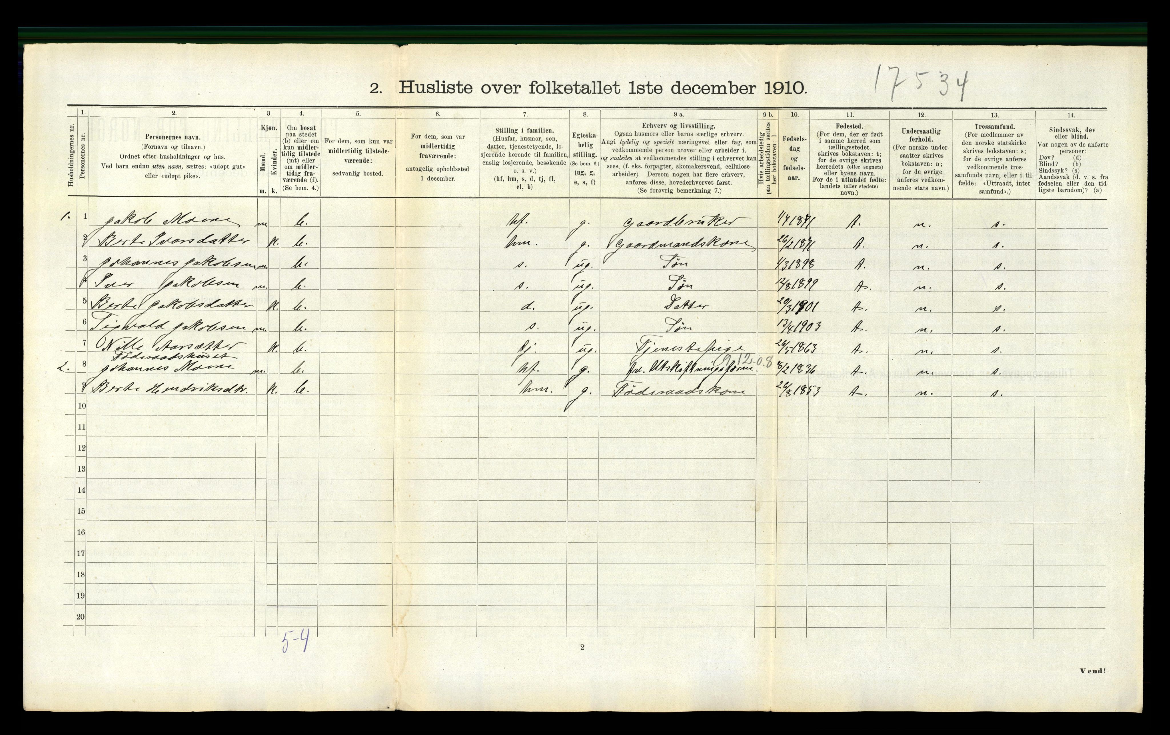 RA, 1910 census for Ørsta, 1910, p. 623