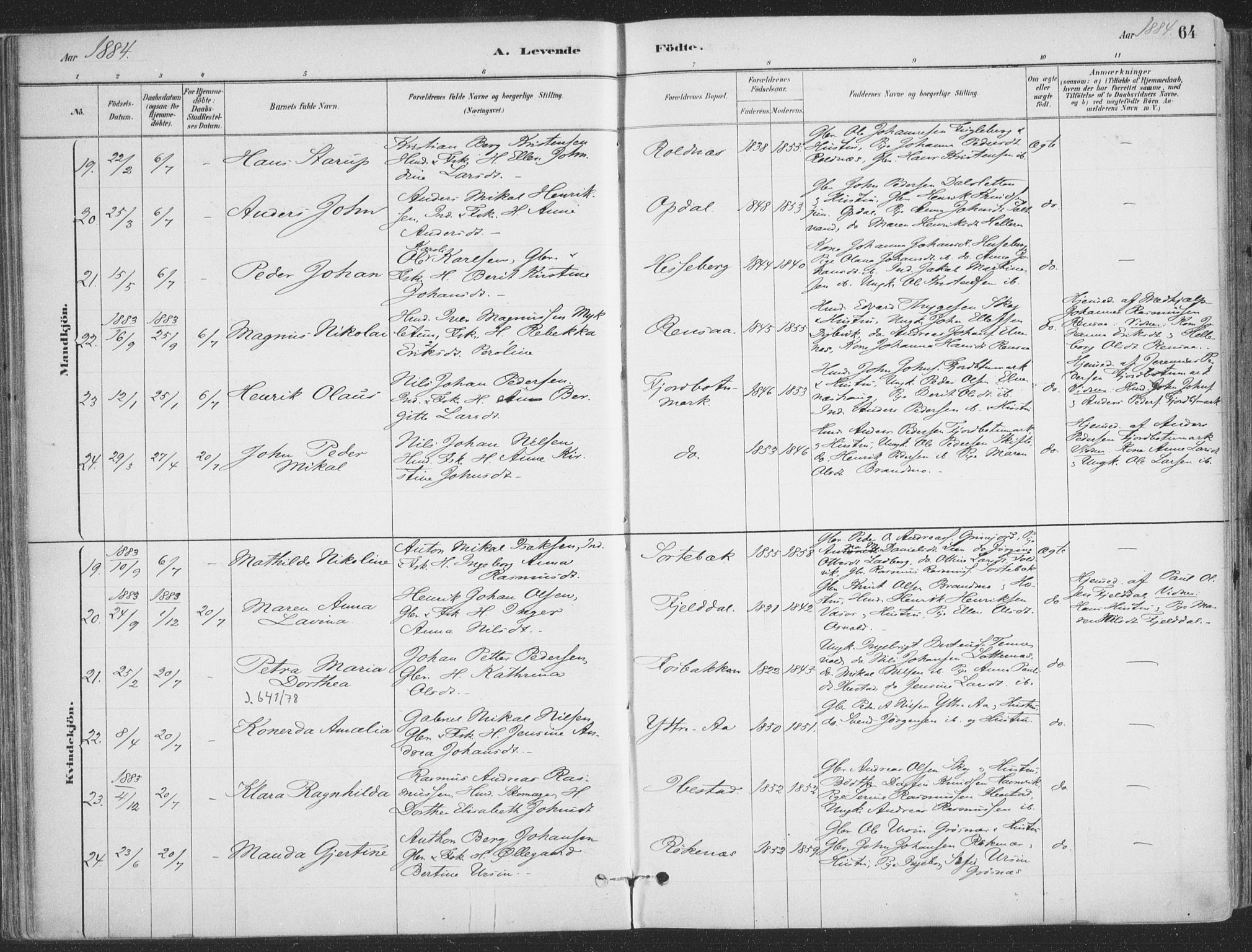 Ibestad sokneprestembete, AV/SATØ-S-0077/H/Ha/Haa/L0011kirke: Parish register (official) no. 11, 1880-1889, p. 64