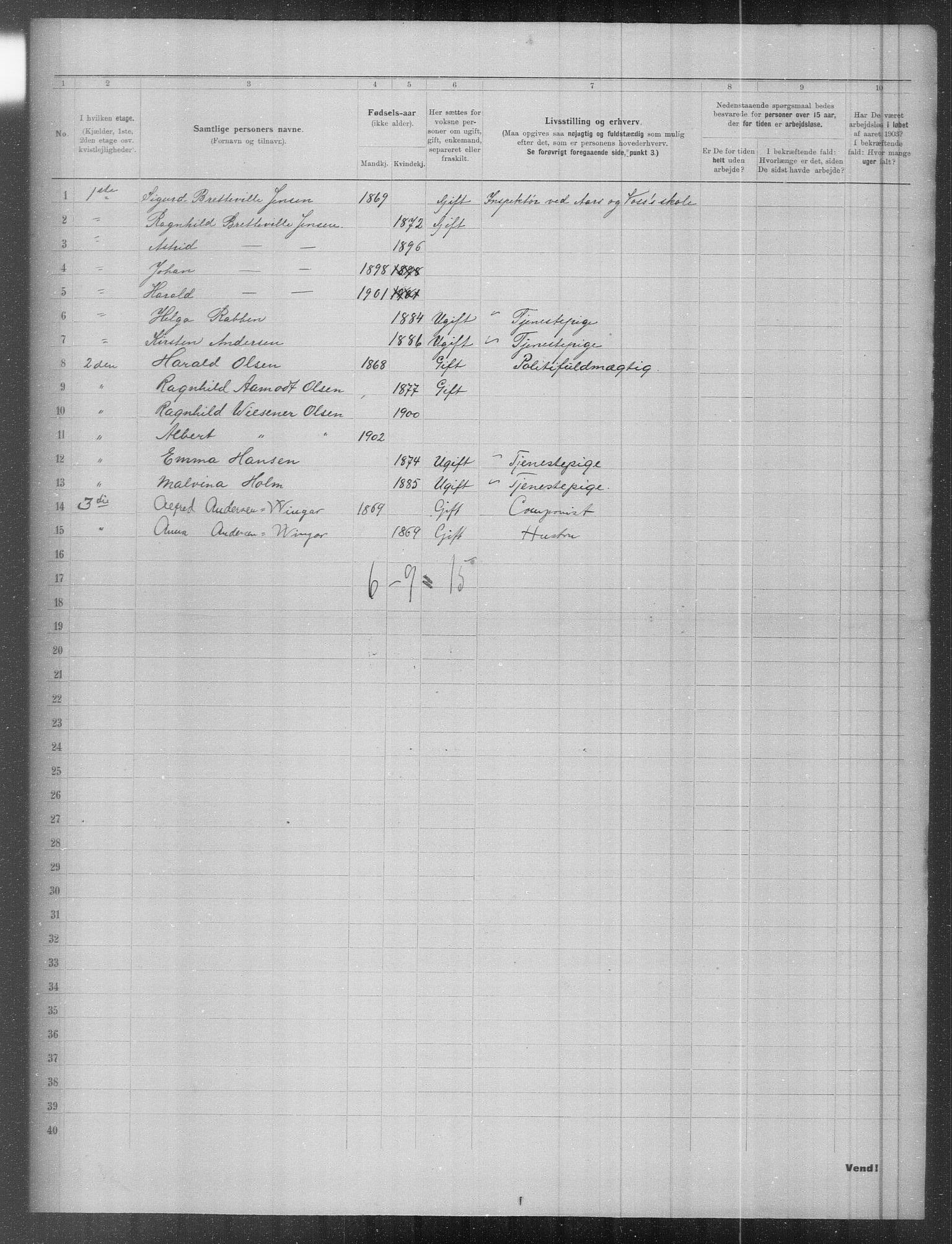 OBA, Municipal Census 1903 for Kristiania, 1903, p. 5992