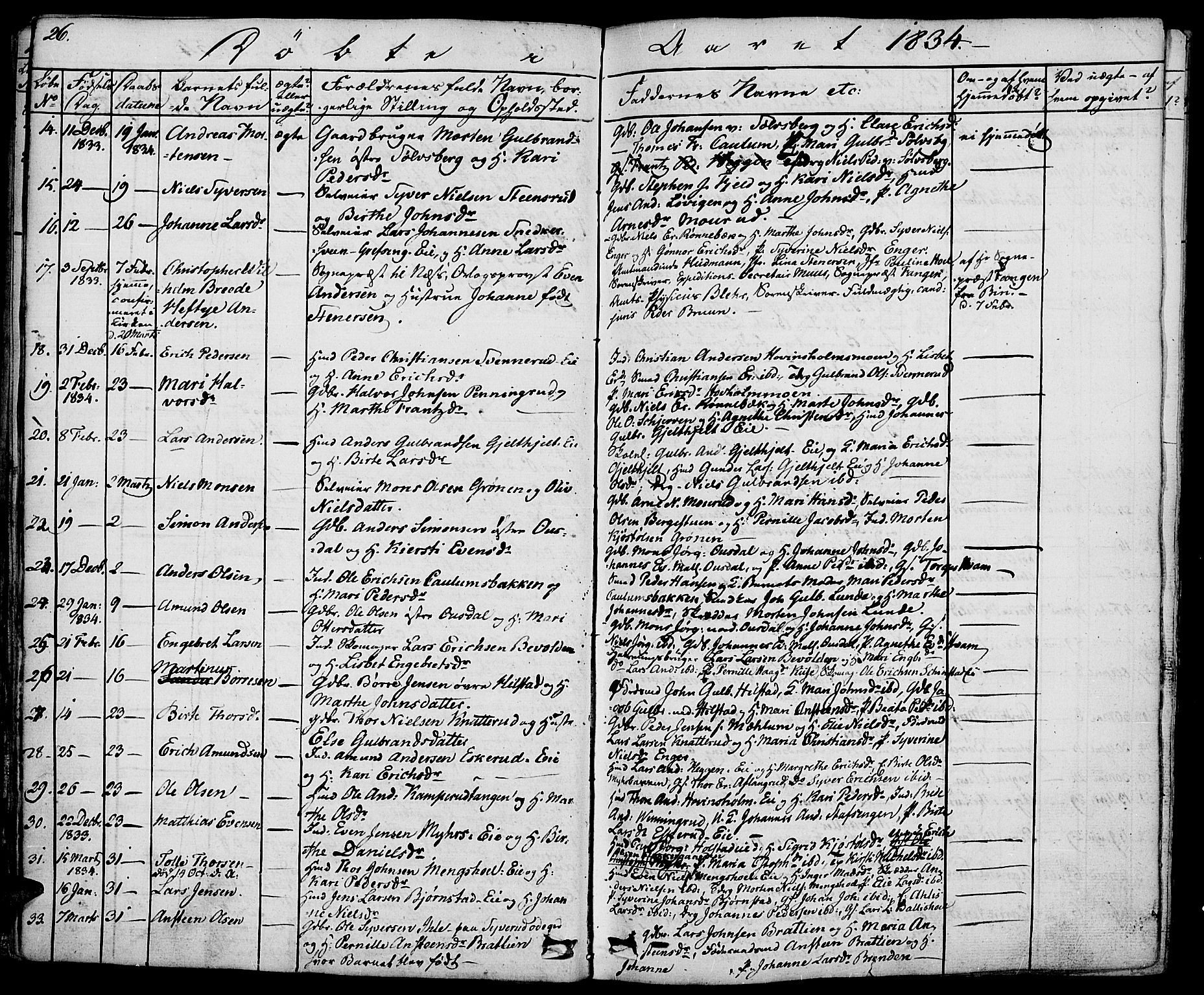 Nes prestekontor, Hedmark, AV/SAH-PREST-020/K/Ka/L0003: Parish register (official) no. 3, 1827-1851, p. 26