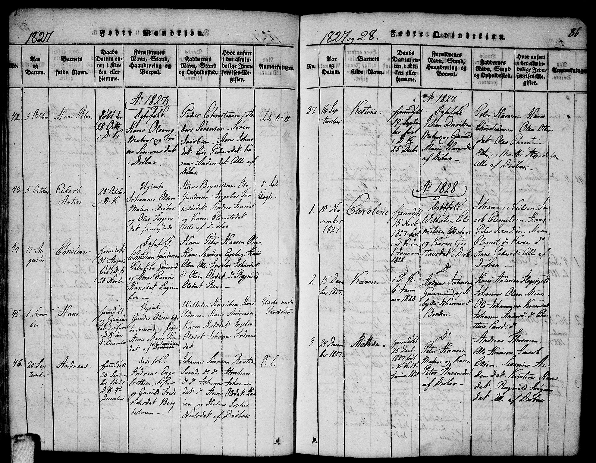 Drøbak prestekontor Kirkebøker, AV/SAO-A-10142a/F/Fa/L0001: Parish register (official) no. I 1, 1816-1842, p. 86