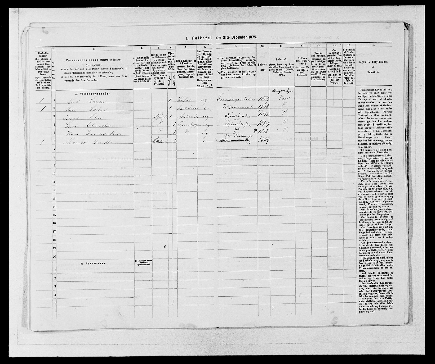 SAB, 1875 census for 1235P Voss, 1875, p. 590