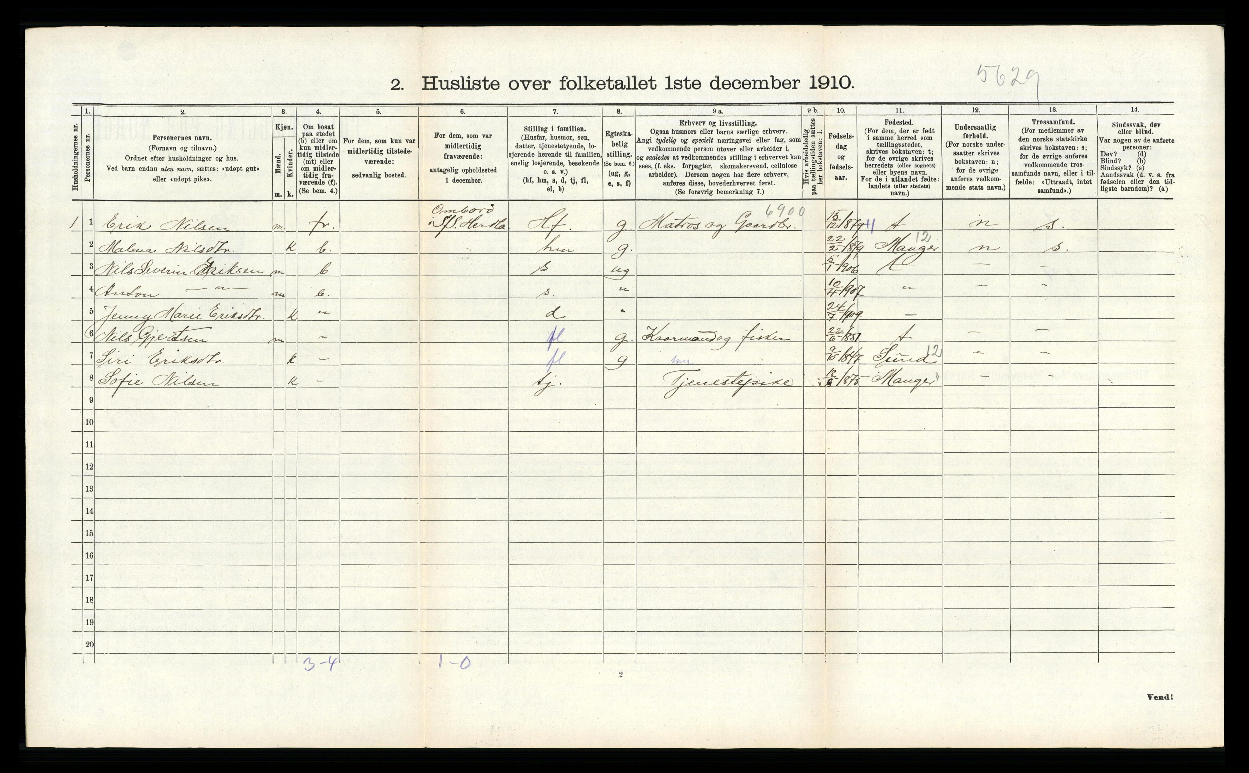 RA, 1910 census for Fjell, 1910, p. 380