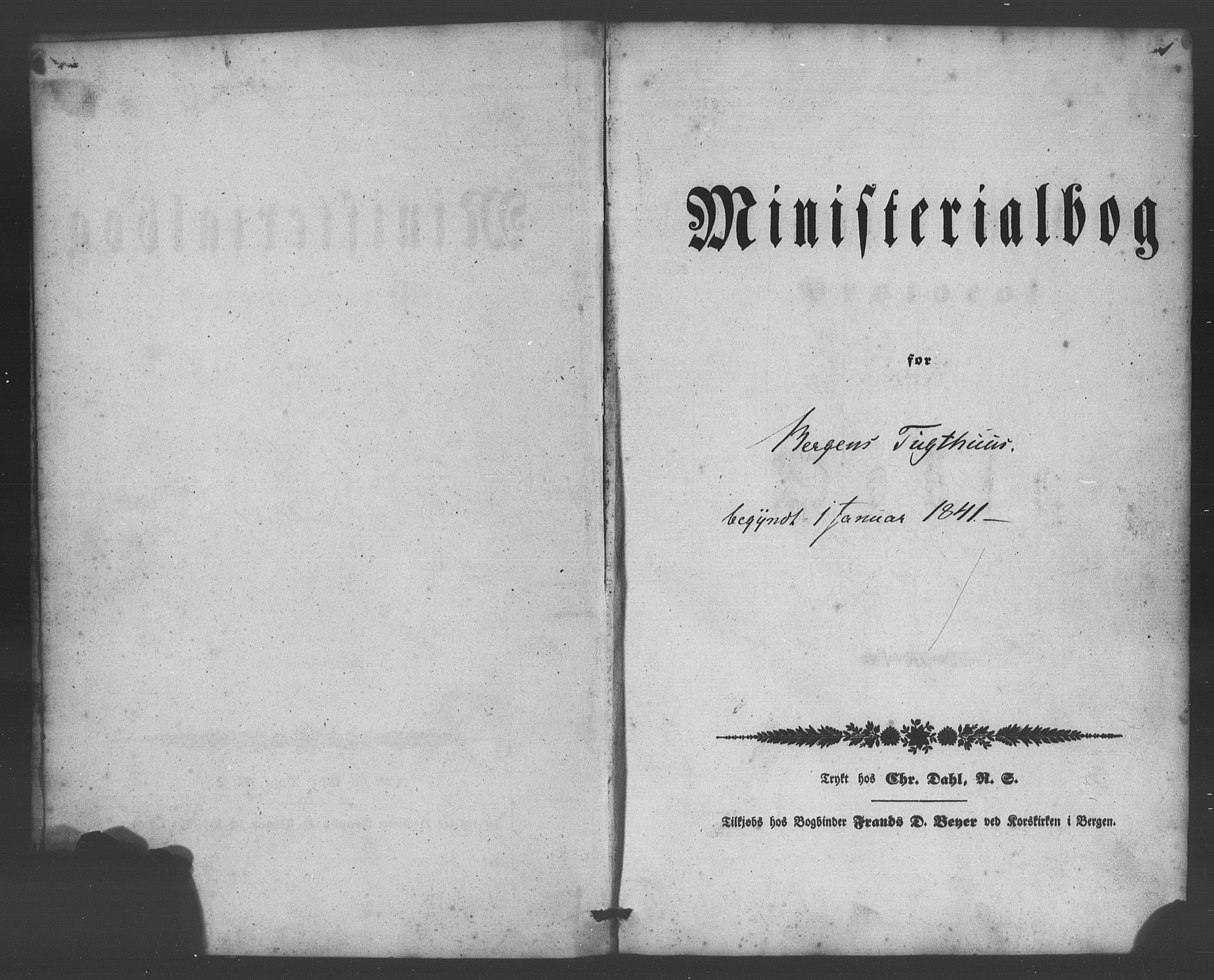 Bergens straffeanstalt, SAB/A-100323: Parish register (official) no. A 1, 1841-1884, p. 1