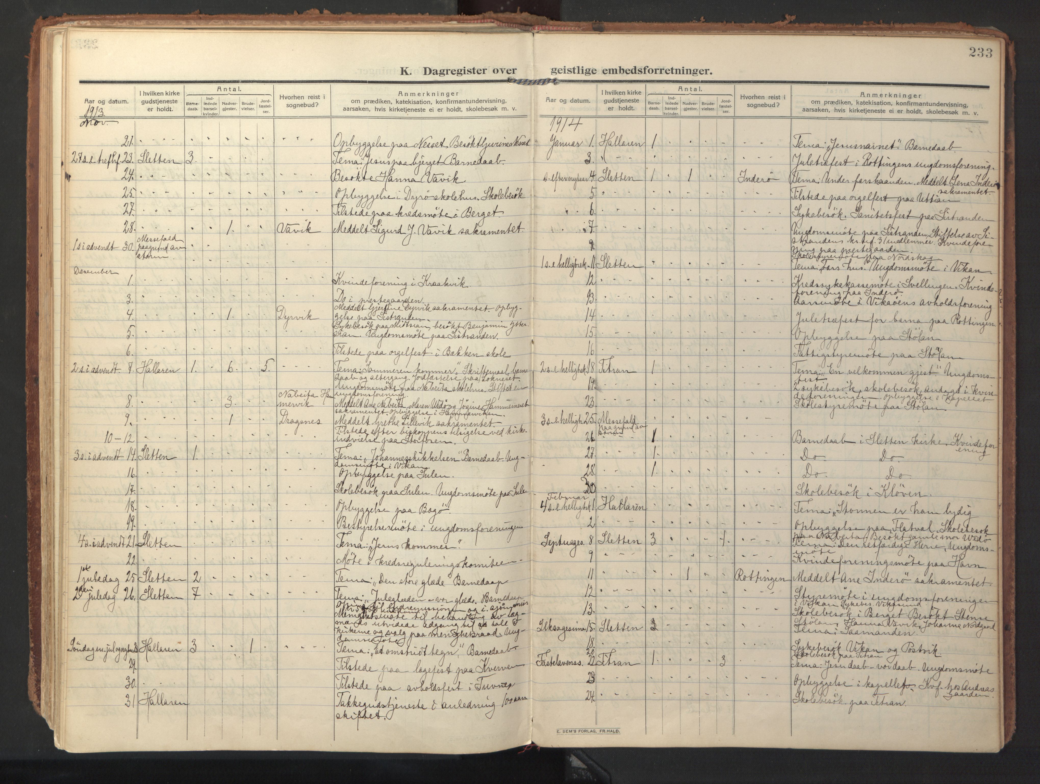 Ministerialprotokoller, klokkerbøker og fødselsregistre - Sør-Trøndelag, SAT/A-1456/640/L0581: Parish register (official) no. 640A06, 1910-1924, p. 233