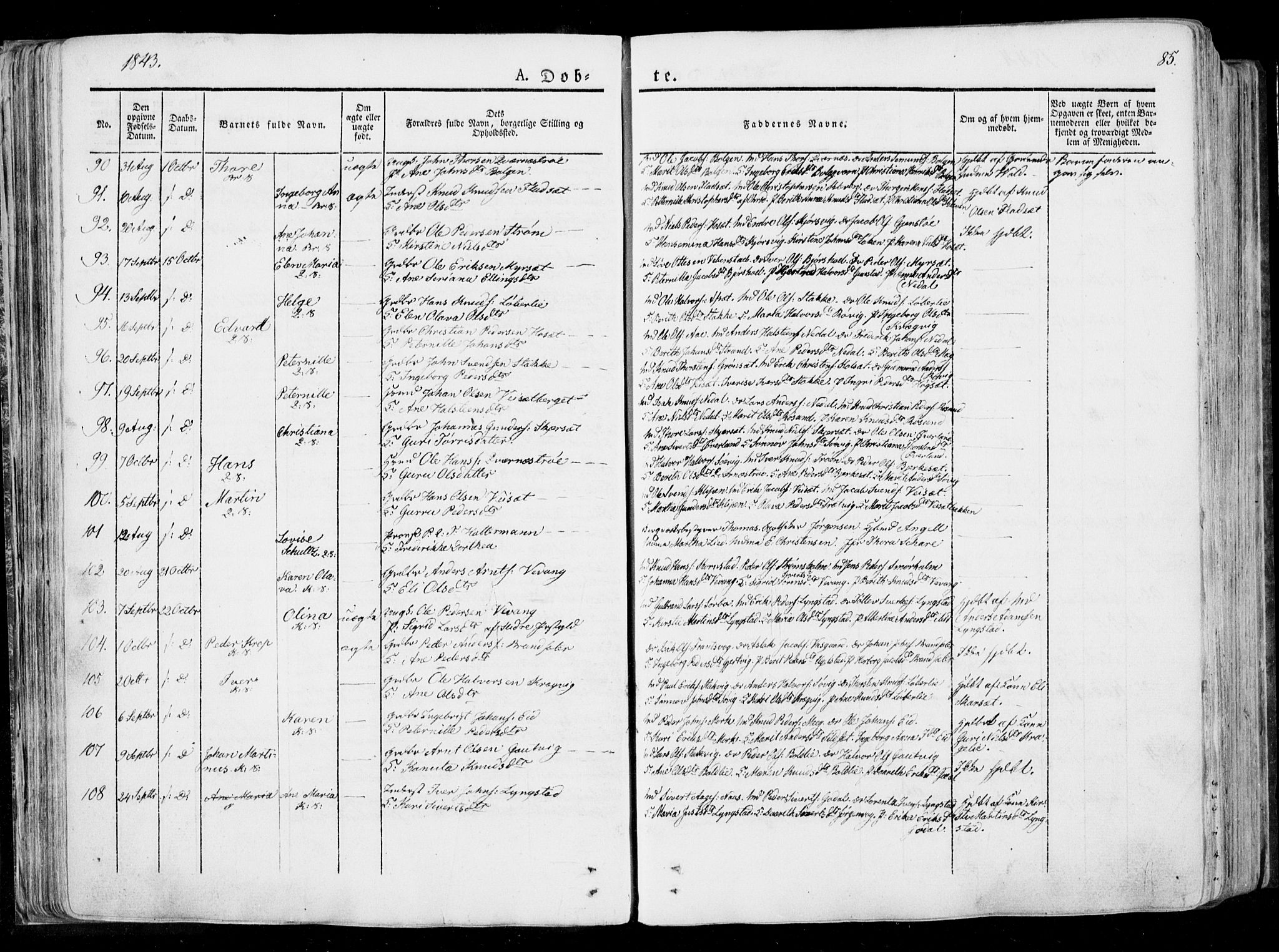 Ministerialprotokoller, klokkerbøker og fødselsregistre - Møre og Romsdal, SAT/A-1454/568/L0803: Parish register (official) no. 568A10, 1830-1853, p. 85