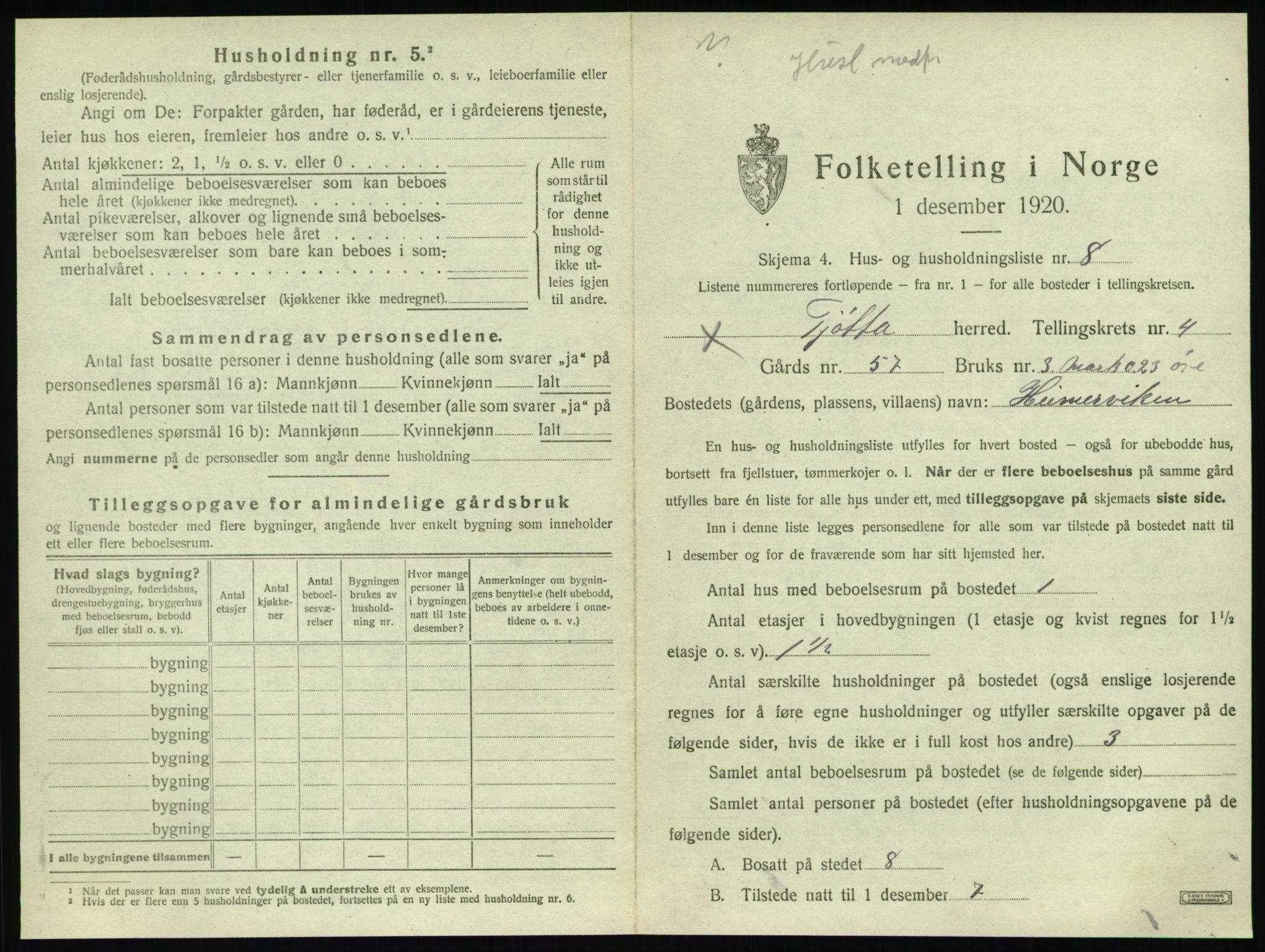 SAT, 1920 census for Tjøtta, 1920, p. 193