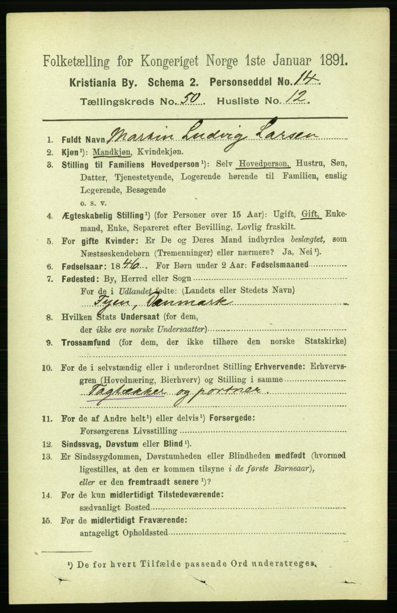 RA, 1891 census for 0301 Kristiania, 1891, p. 29136