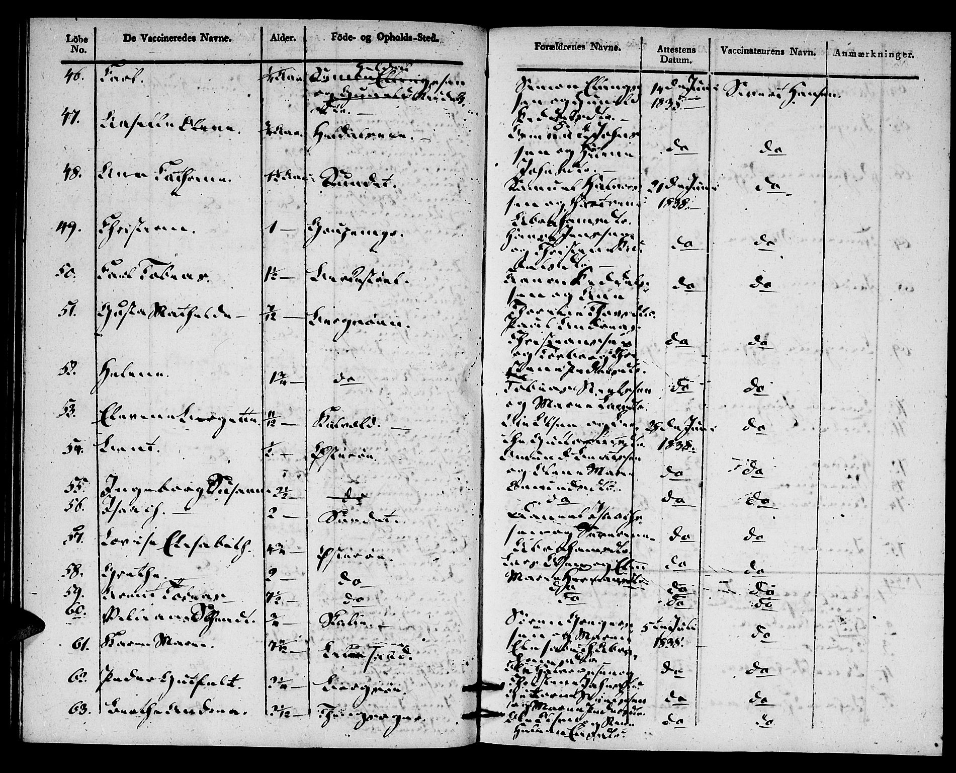 Vestre Moland sokneprestkontor, AV/SAK-1111-0046/F/Ff/L0002/0003: Vaccination register no. A VI 3, 1830-1844