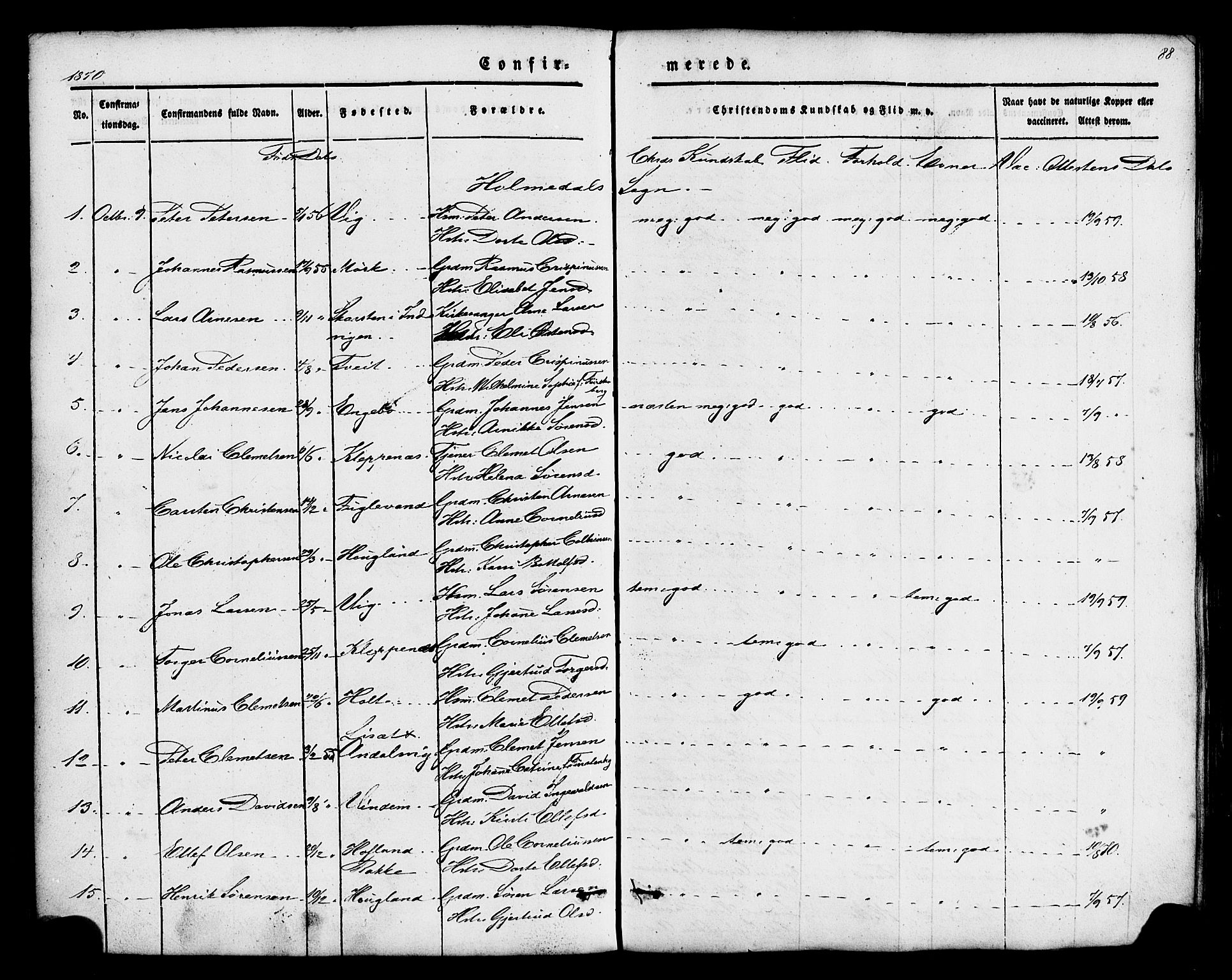Fjaler sokneprestembete, SAB/A-79801/H/Haa/Haaa/L0008: Parish register (official) no. A 8, 1850-1886, p. 88