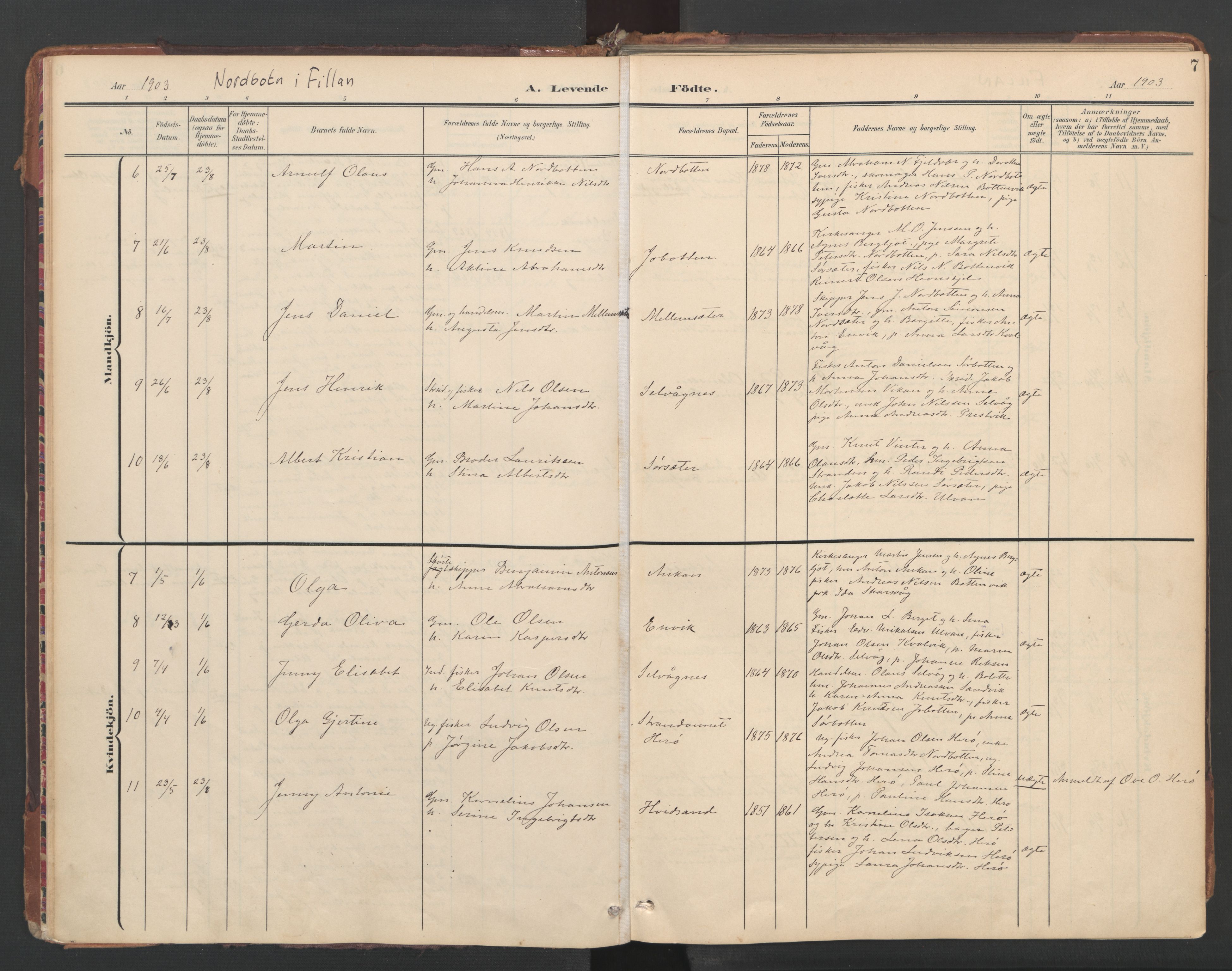 Ministerialprotokoller, klokkerbøker og fødselsregistre - Sør-Trøndelag, SAT/A-1456/638/L0568: Parish register (official) no. 638A01, 1901-1916, p. 7
