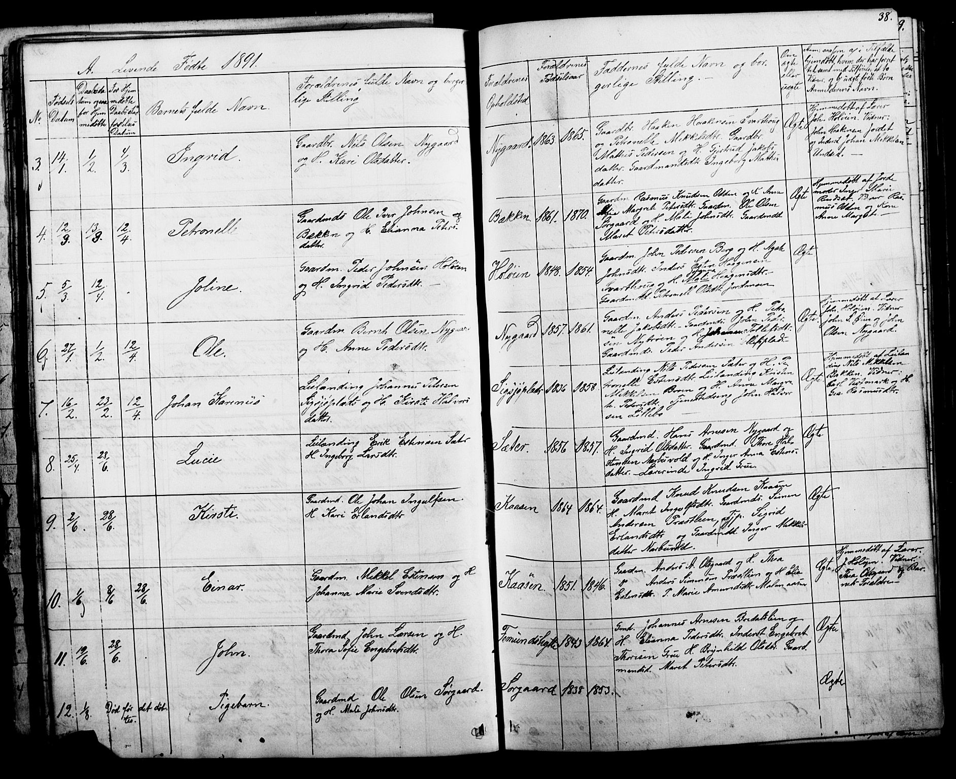 Tolga prestekontor, SAH/PREST-062/L/L0006: Parish register (copy) no. 6, 1864-1894, p. 38