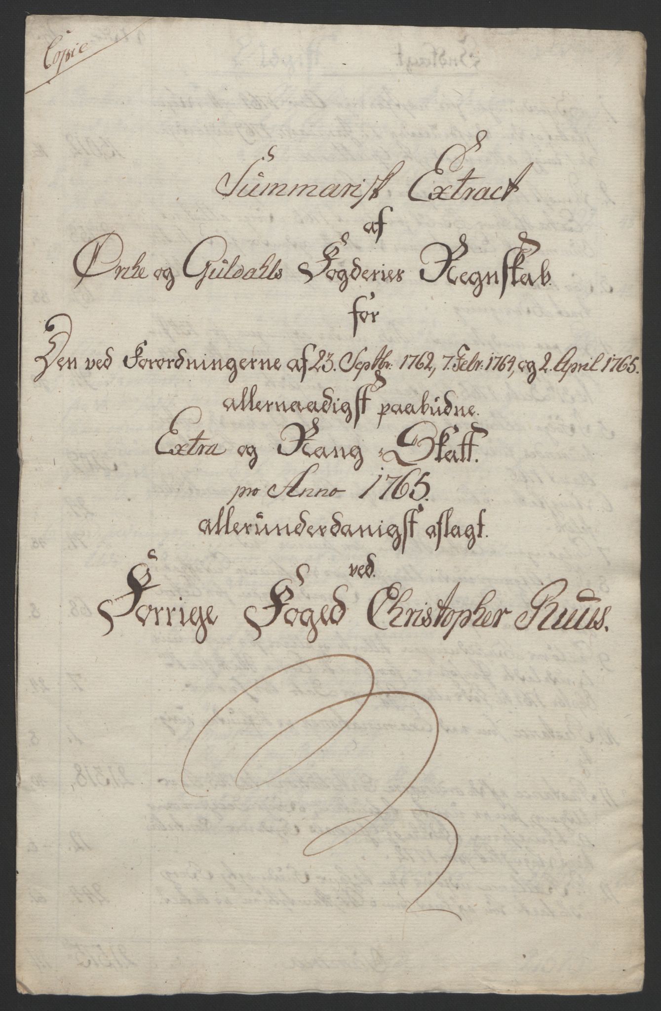 Rentekammeret inntil 1814, Reviderte regnskaper, Fogderegnskap, AV/RA-EA-4092/R60/L4094: Ekstraskatten Orkdal og Gauldal, 1762-1765, p. 249